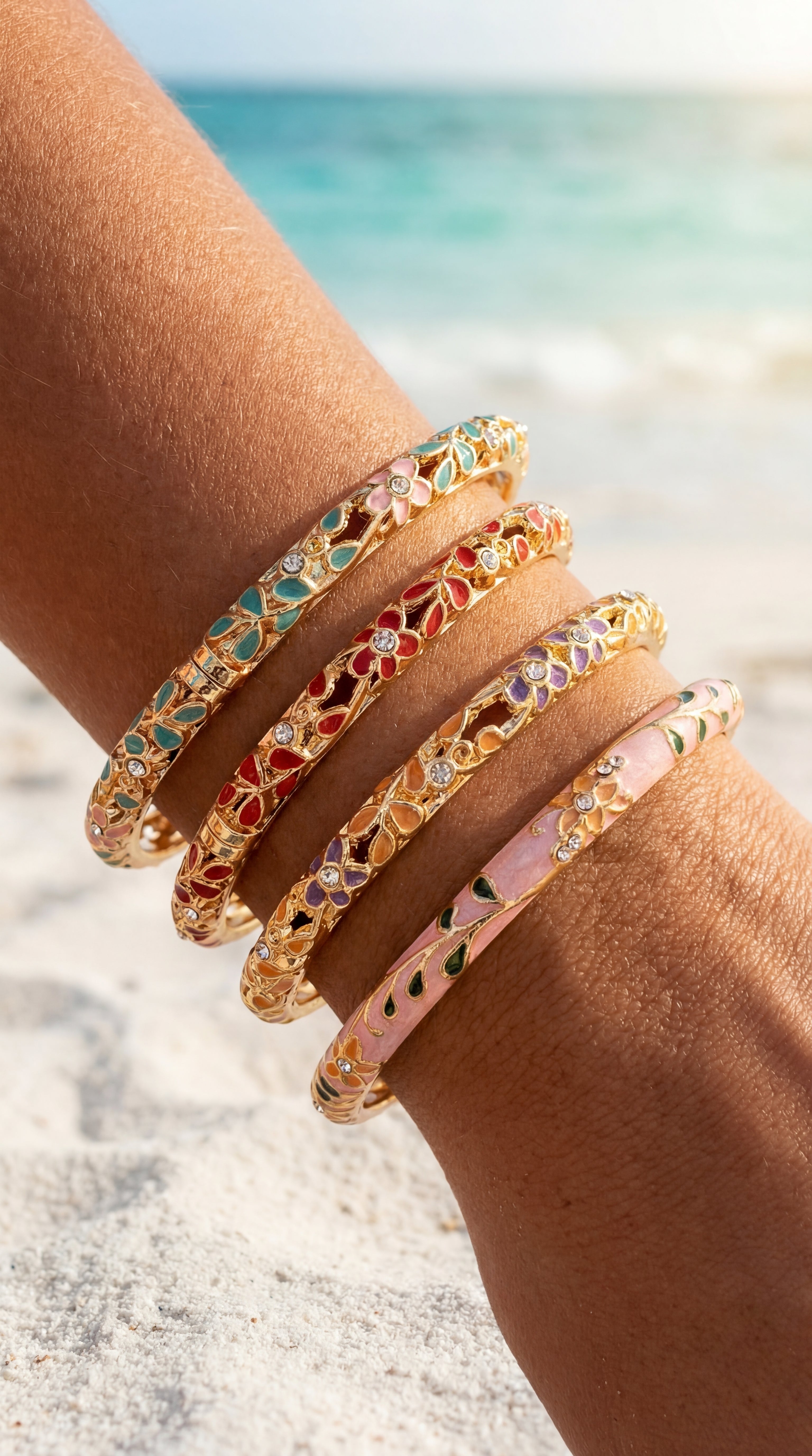 ✨ JONC LIZÉA – ÉMAIL COLORÉ & CRISTAUX