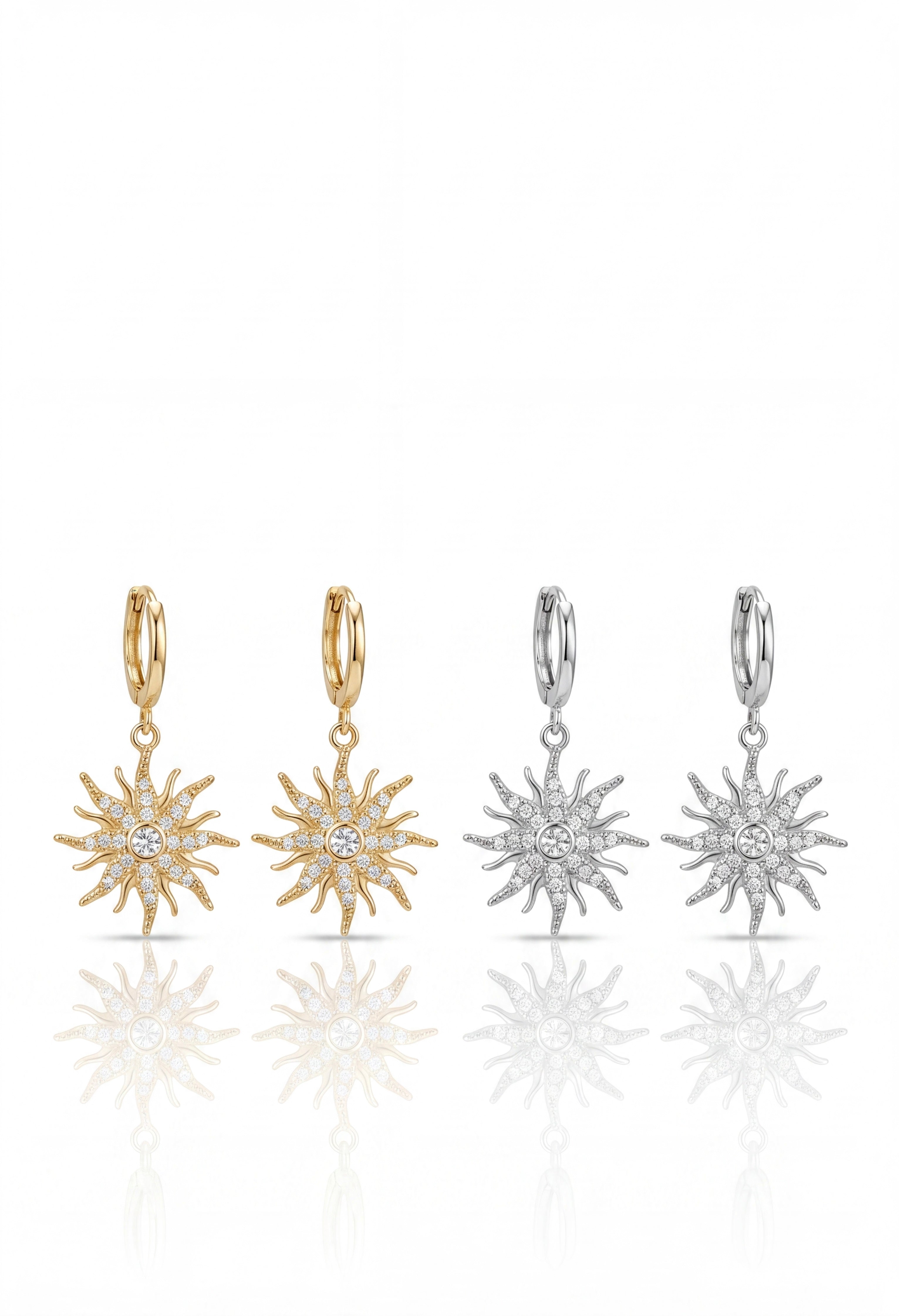 Boucles d'Oreilles Soleia – Créoles Soleil Étincelant en Acier Inoxydable