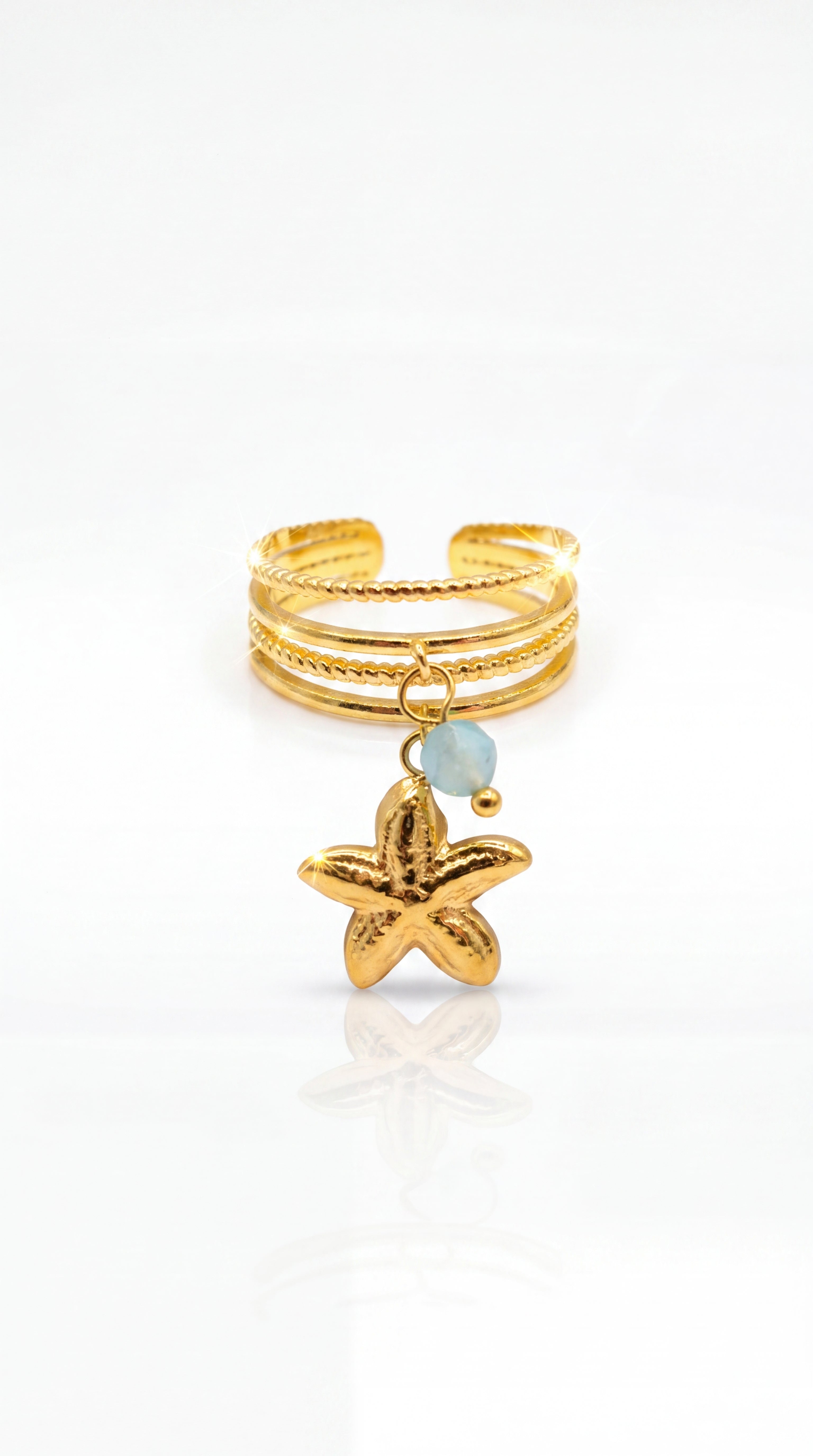 Bague Maé – Multi-Rangs Étoile de Mer en Acier Inoxydable