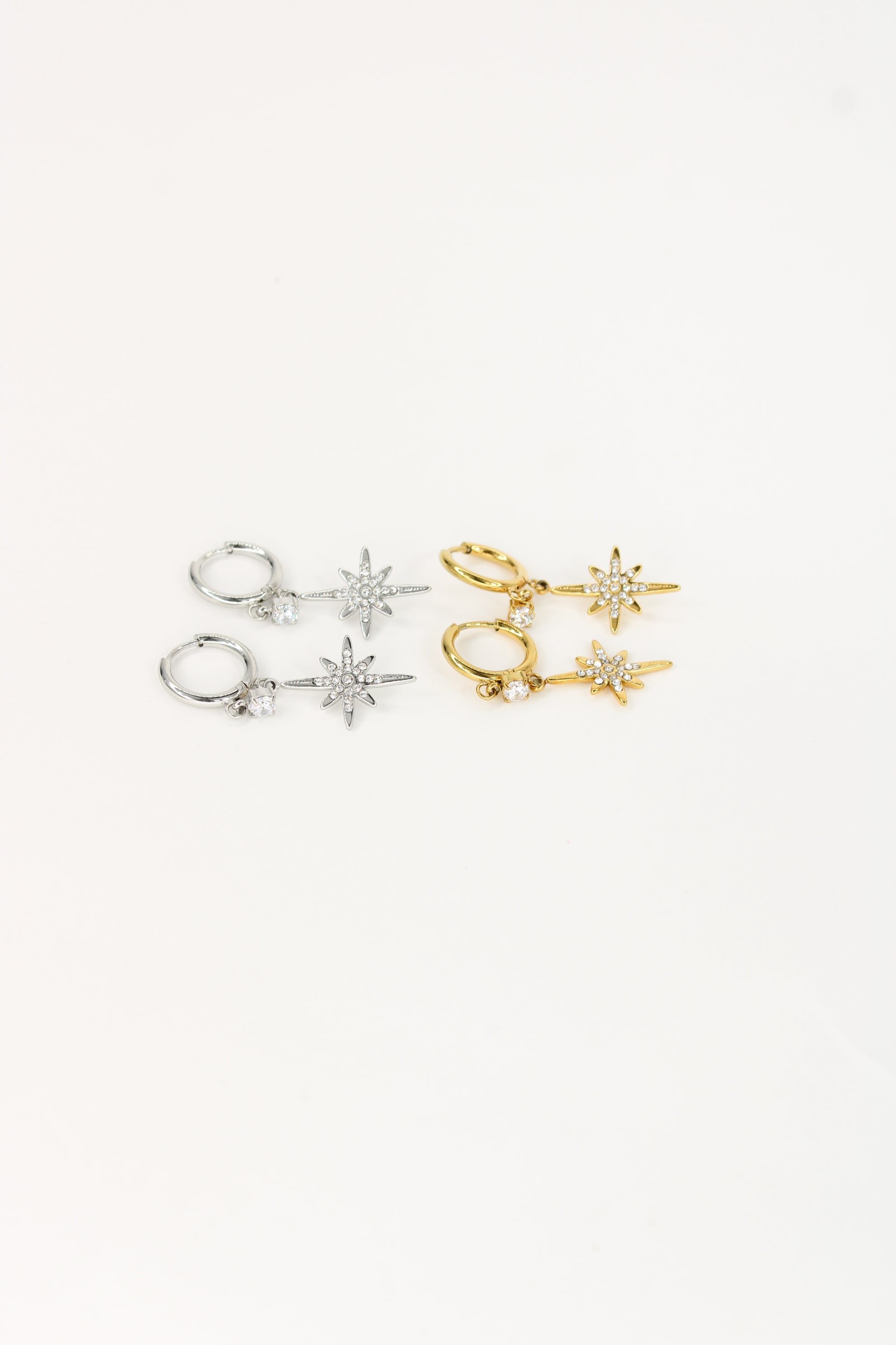 Boucles d’oreilles Lunella – Créoles Étoile Scintillante en Acier Inoxydable