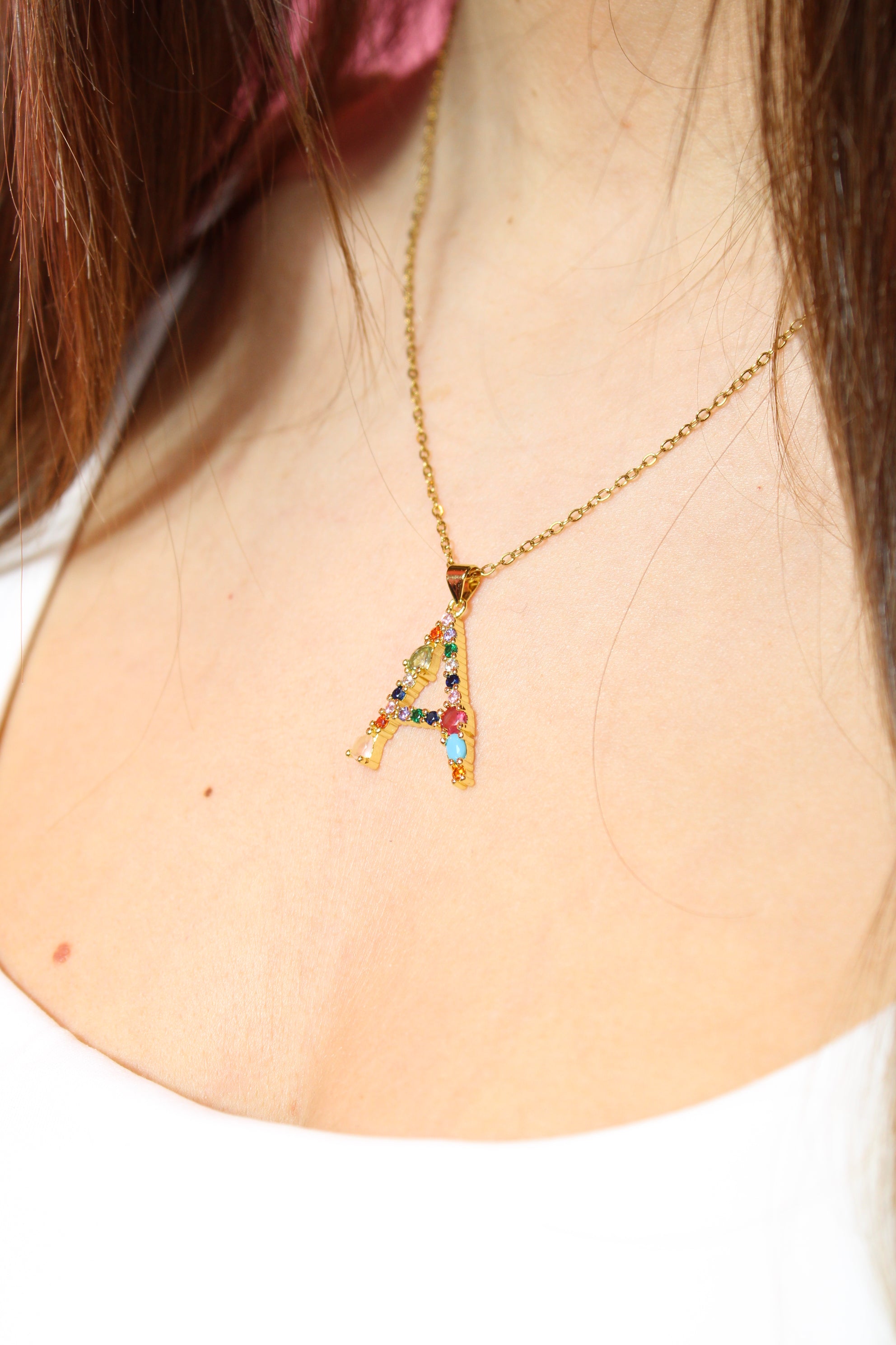 Colorful initial necklace