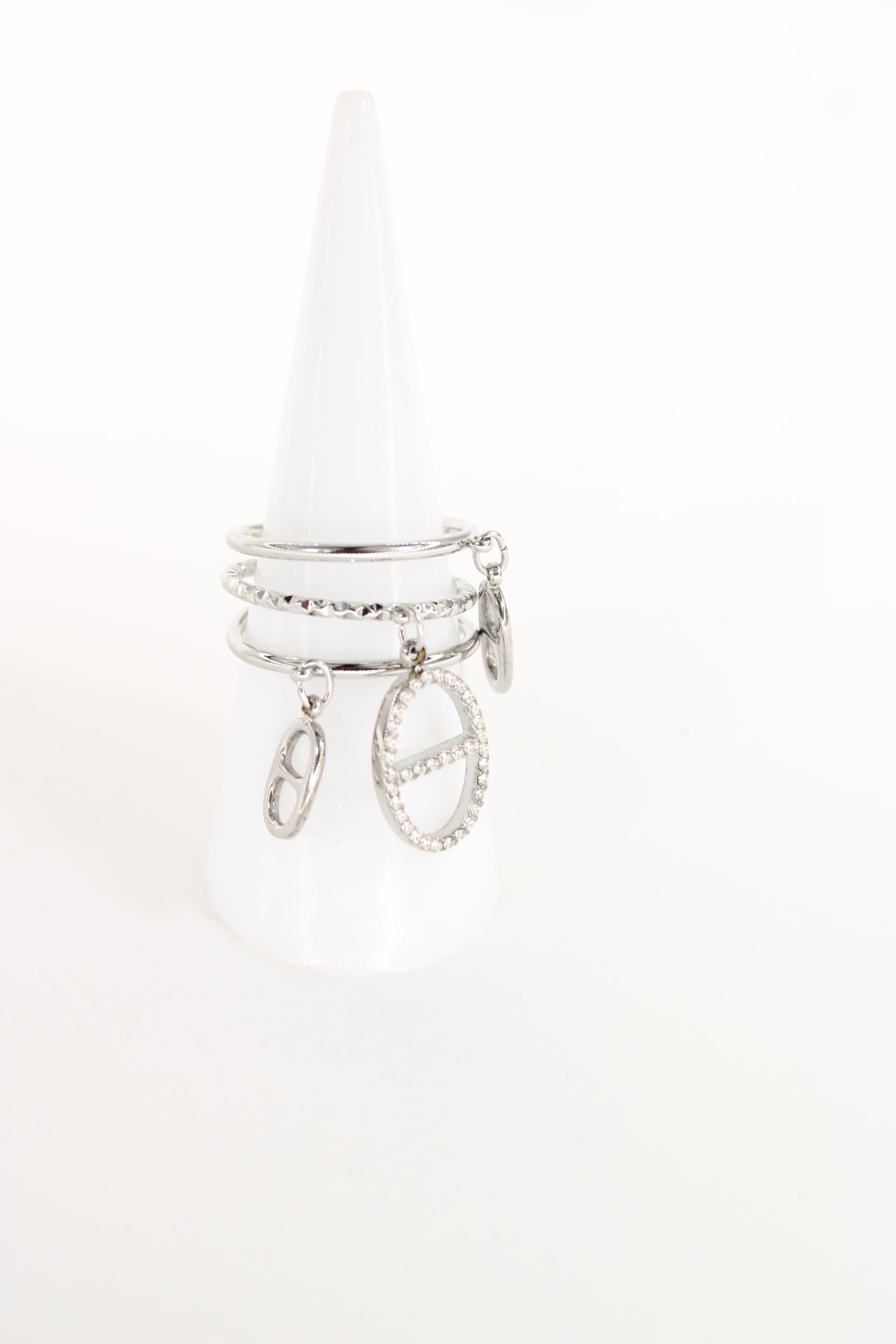 Bague Elina dorée — Bague ajustable à charms ovales scintillants