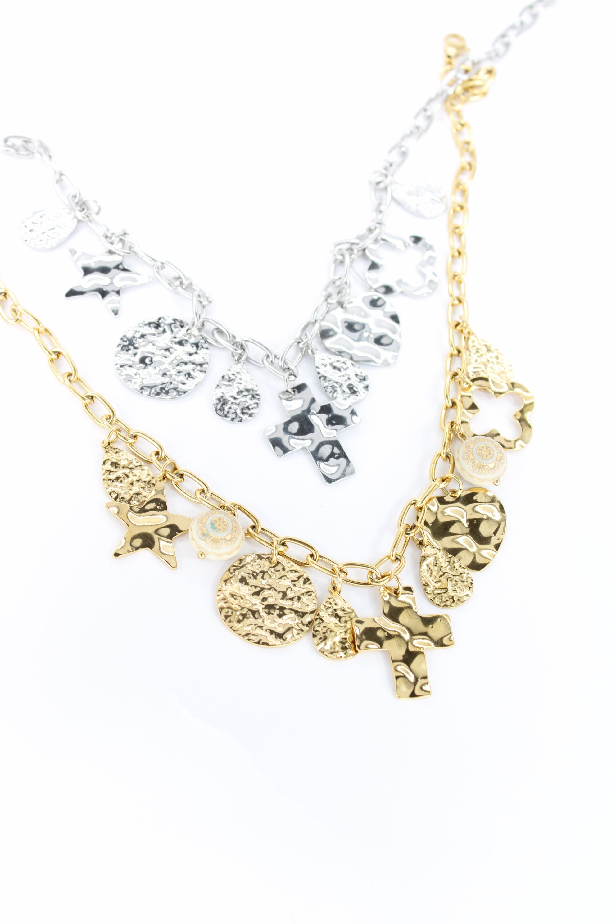 Collier Lumina doré — Collier charms symboliques élégant en acier inoxydable