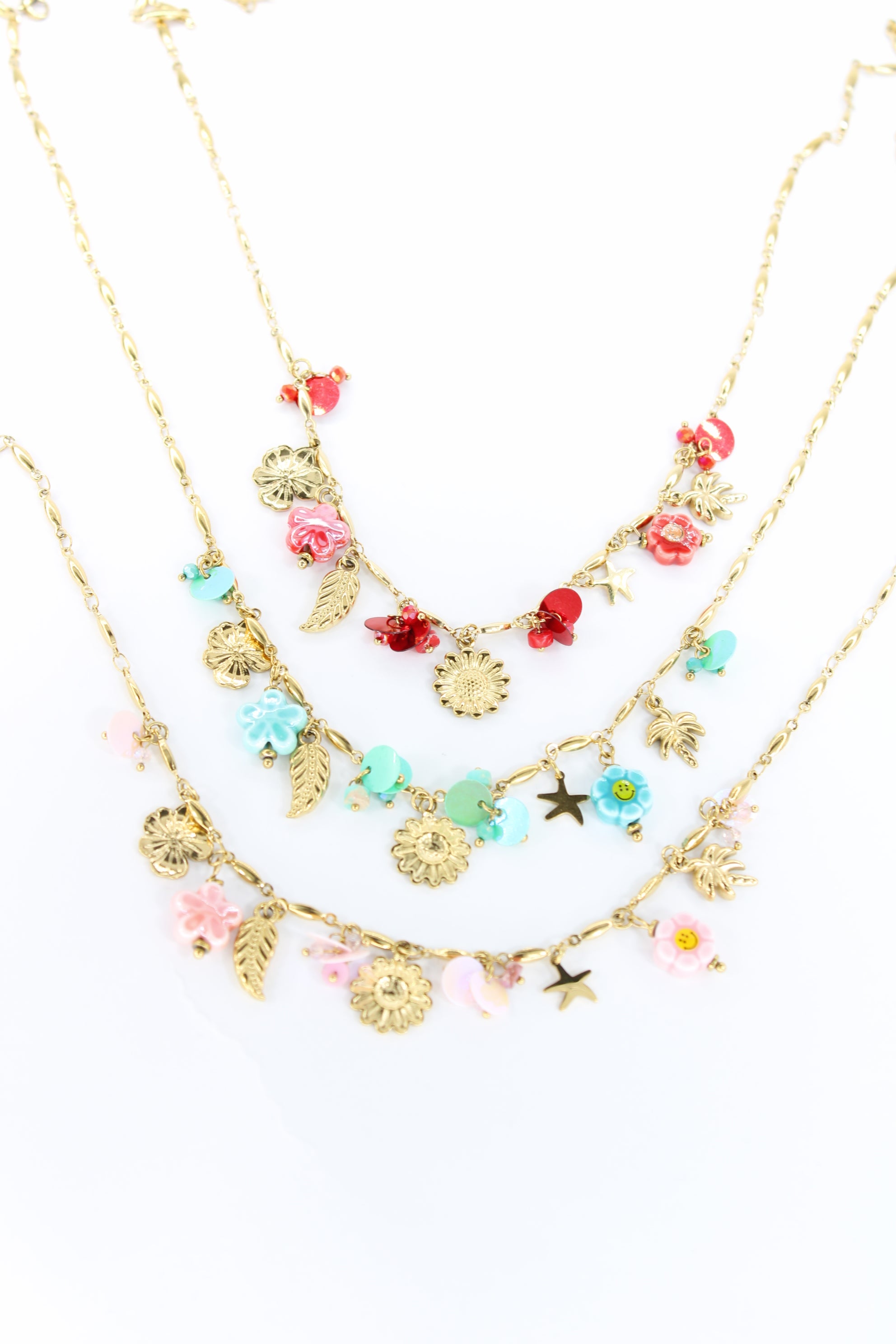 Collier Linda doré — Collier charms fleuris & breloques délicates