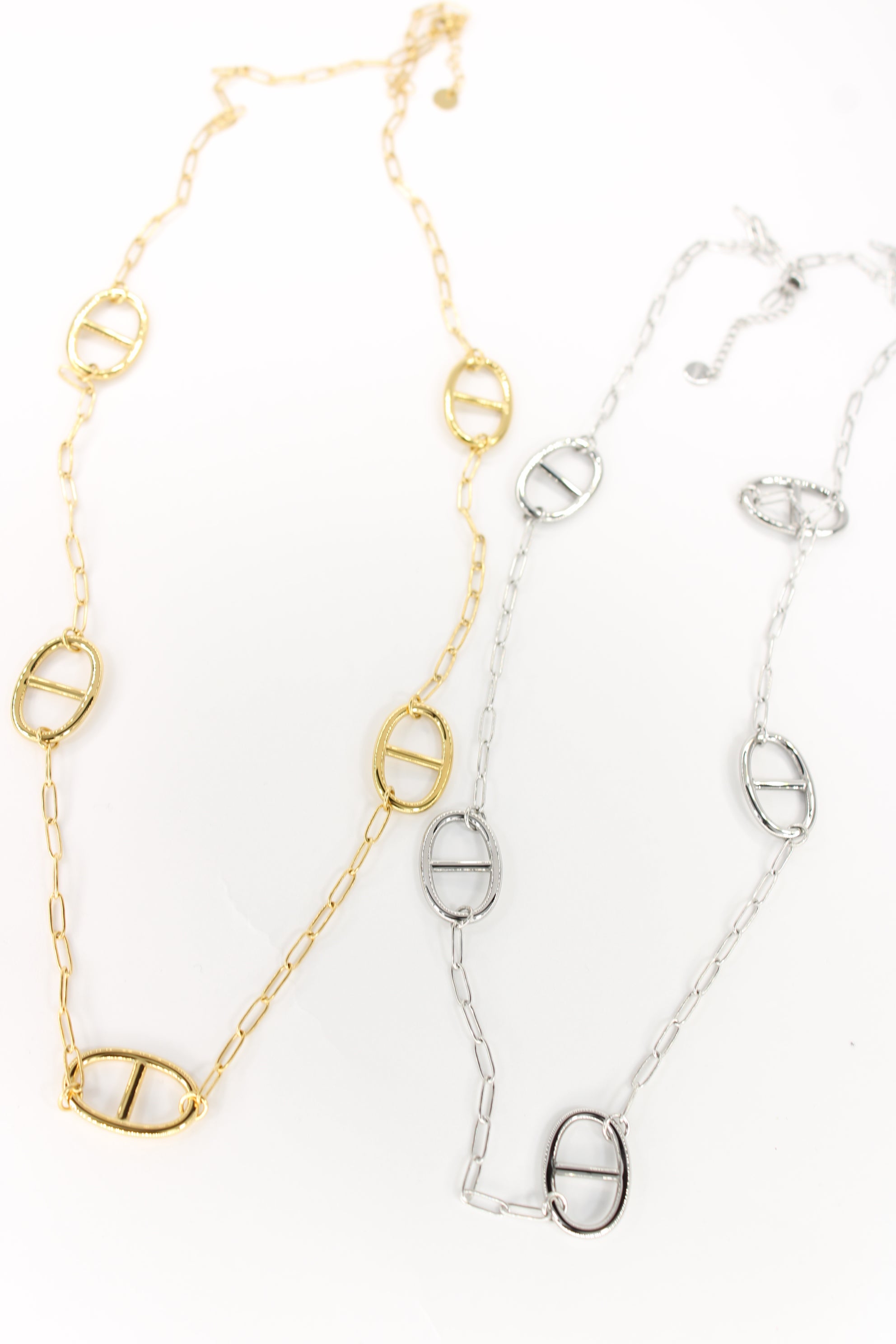 Sautoir Elena doré — Collier long à maillons & pendentifs ovales