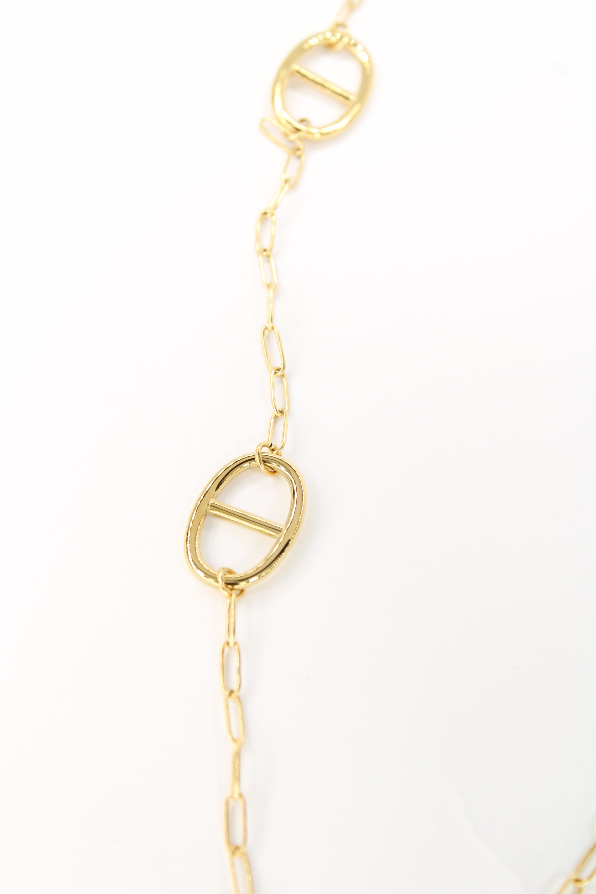Sautoir Elena doré — Collier long à maillons & pendentifs ovales
