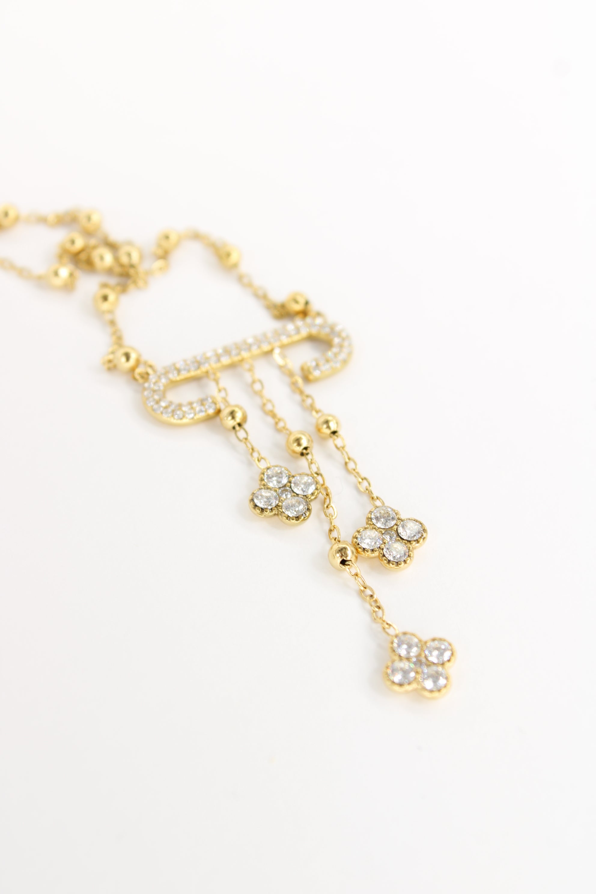 Collier Solena doré — Collier pendentif cascade fleurs scintillantes