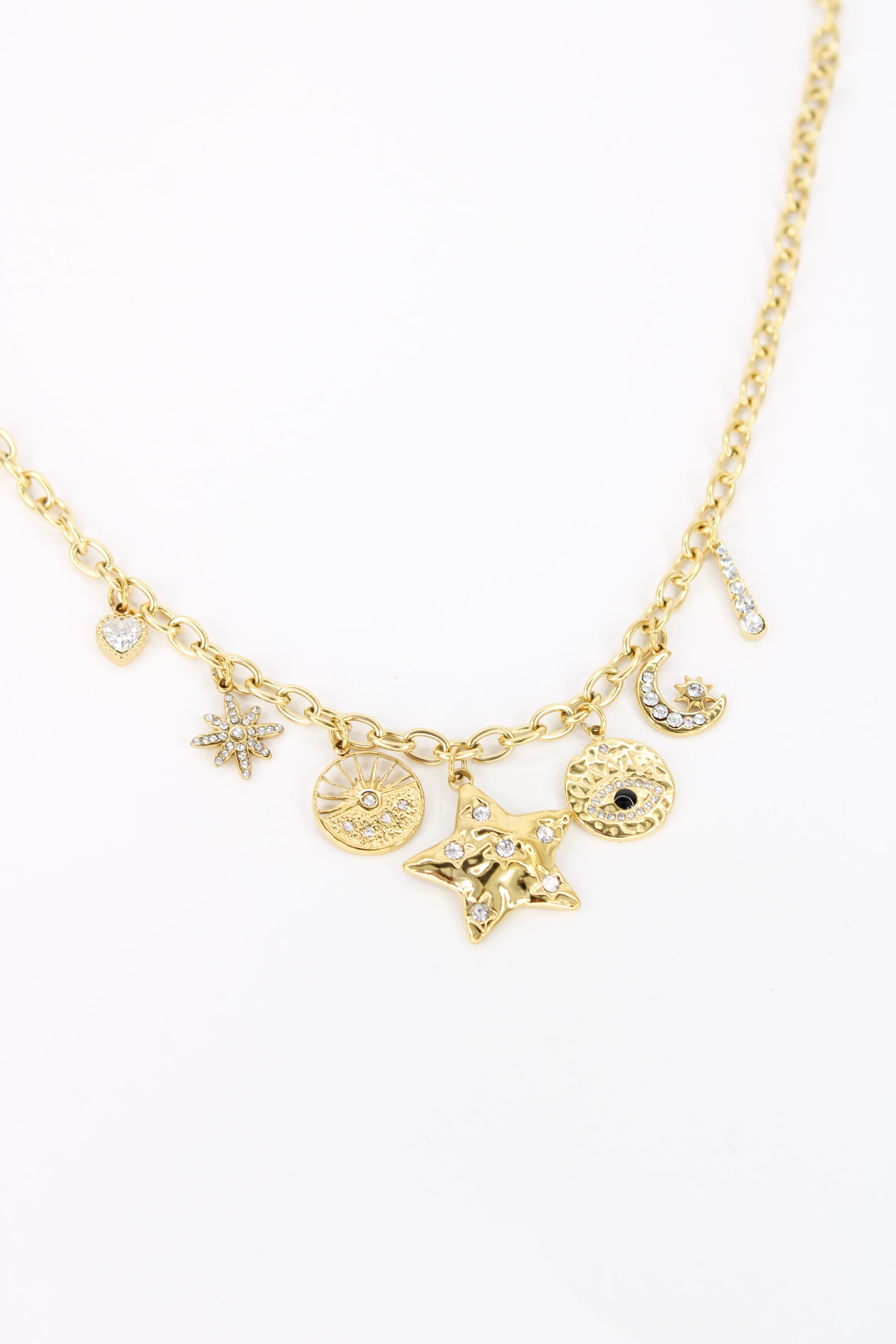 🌙 Collier Celestia – Collier Étoile, Lune & Œil Doré