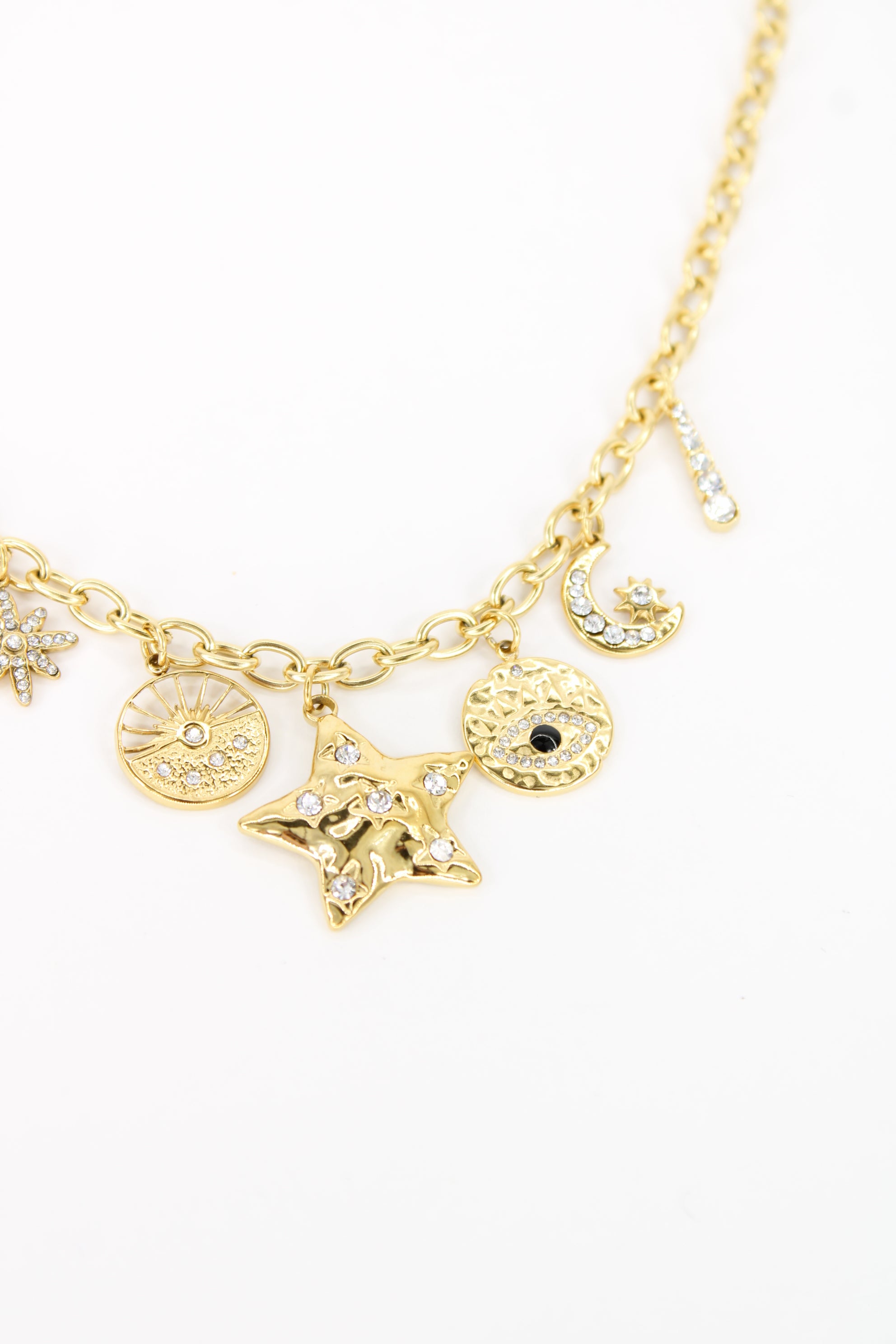 🌙 Collier Celestia – Collier Étoile, Lune & Œil Doré