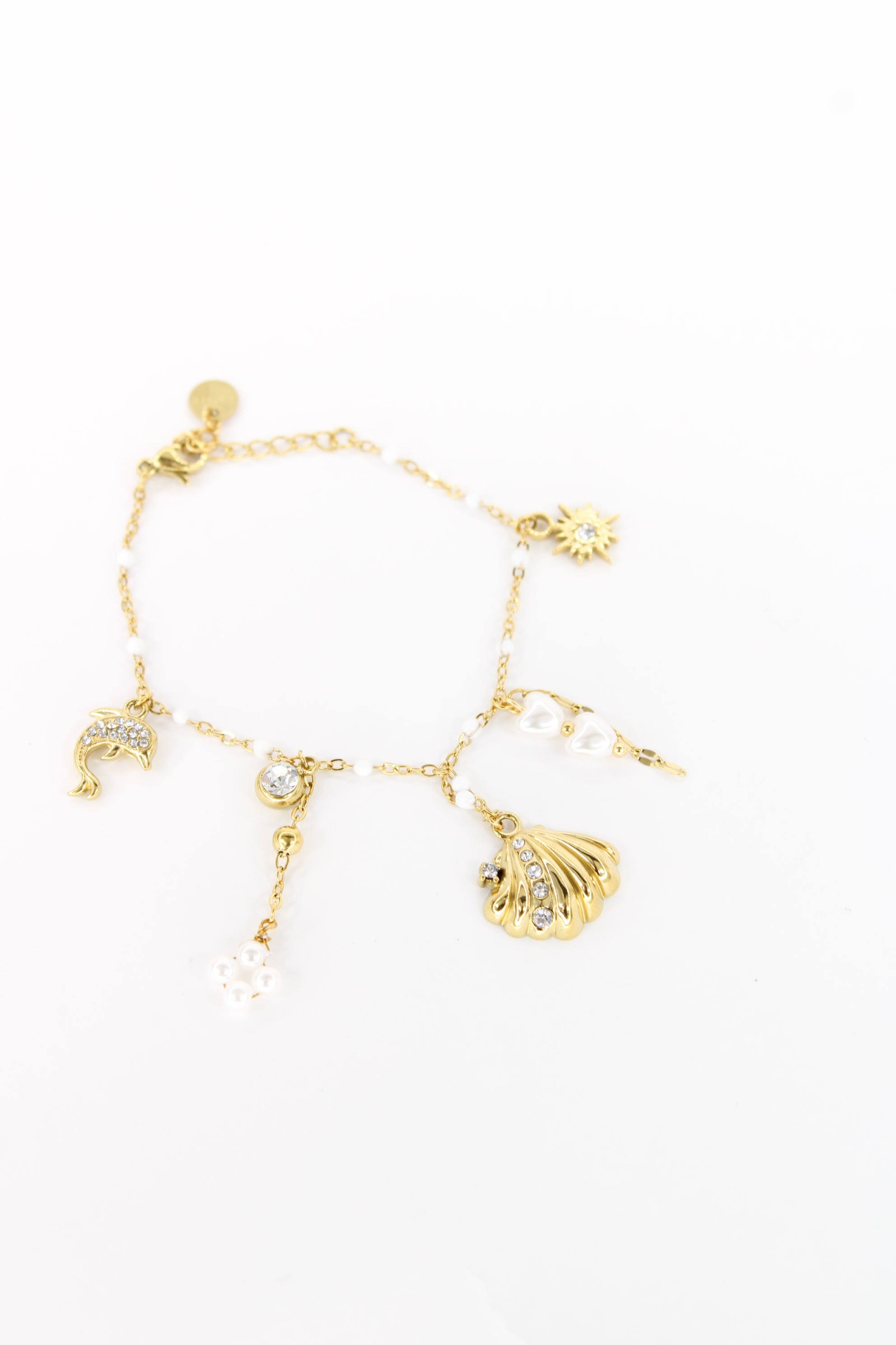 ✨ Bracelet Celestia – Charms Soleil, Coquillage et Perles