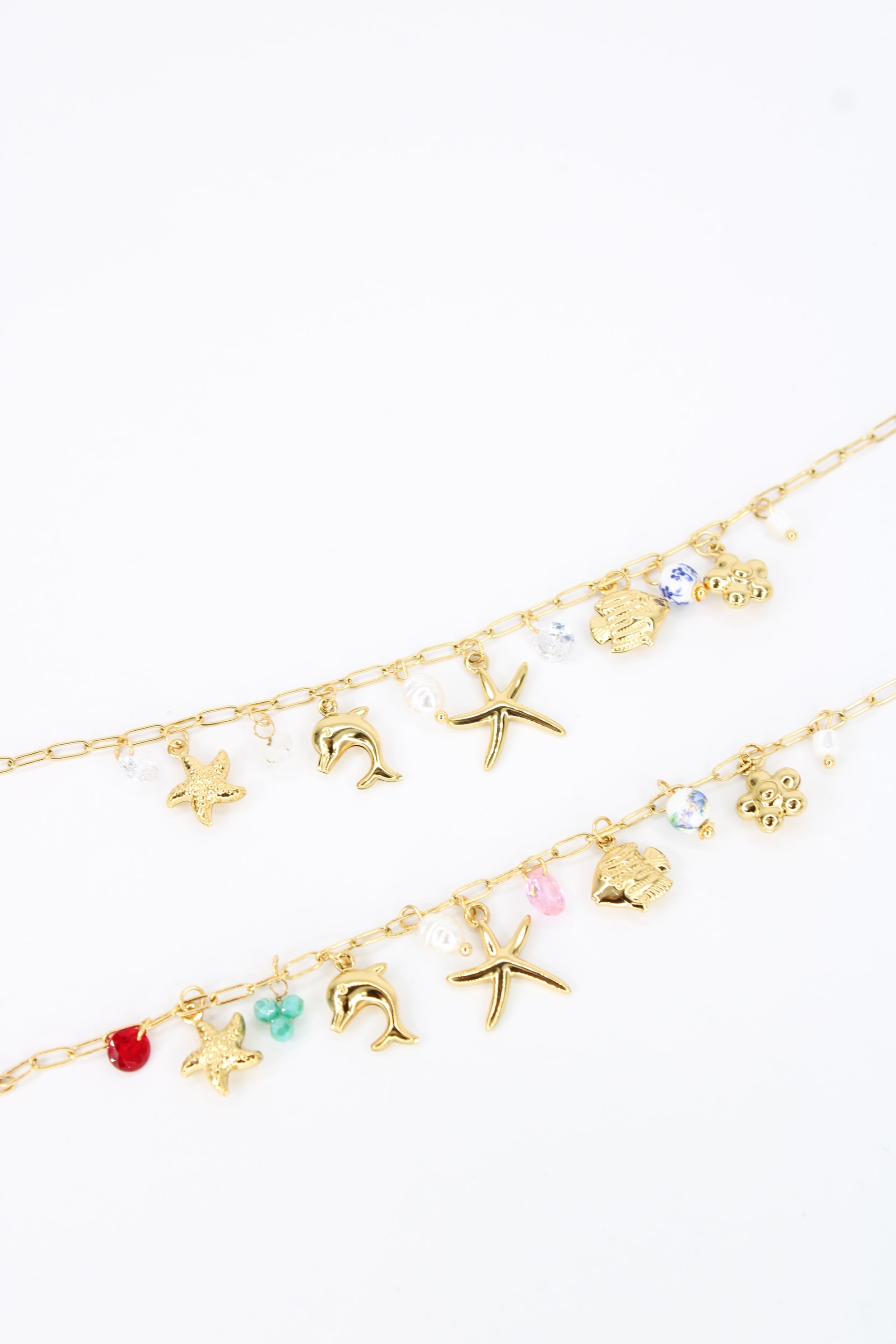 ✨ Bracelet Oceania – Charms Étoile de mer & Dauphin