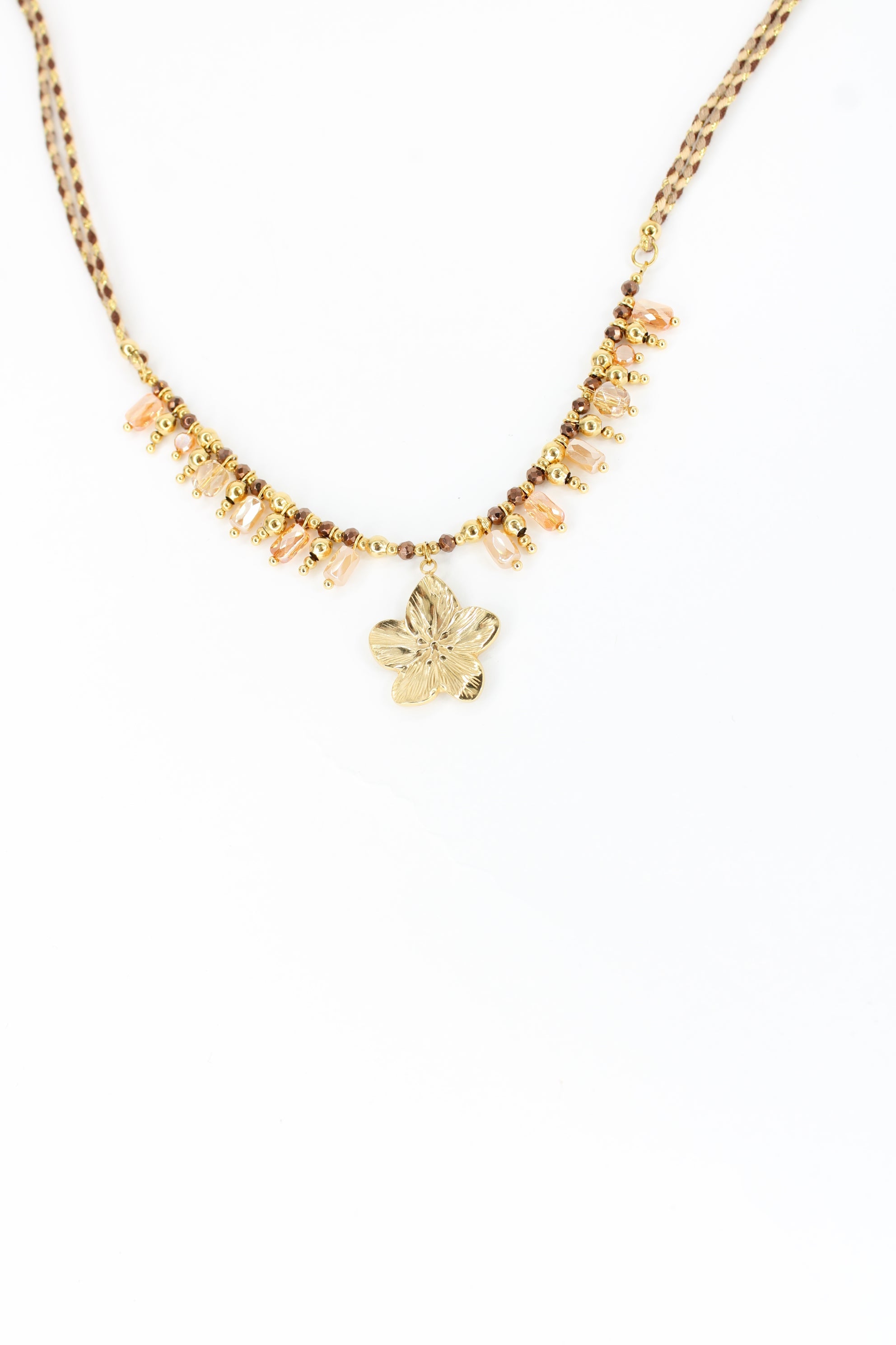 ✨ Collier Alina – Fleur dorée & Perles