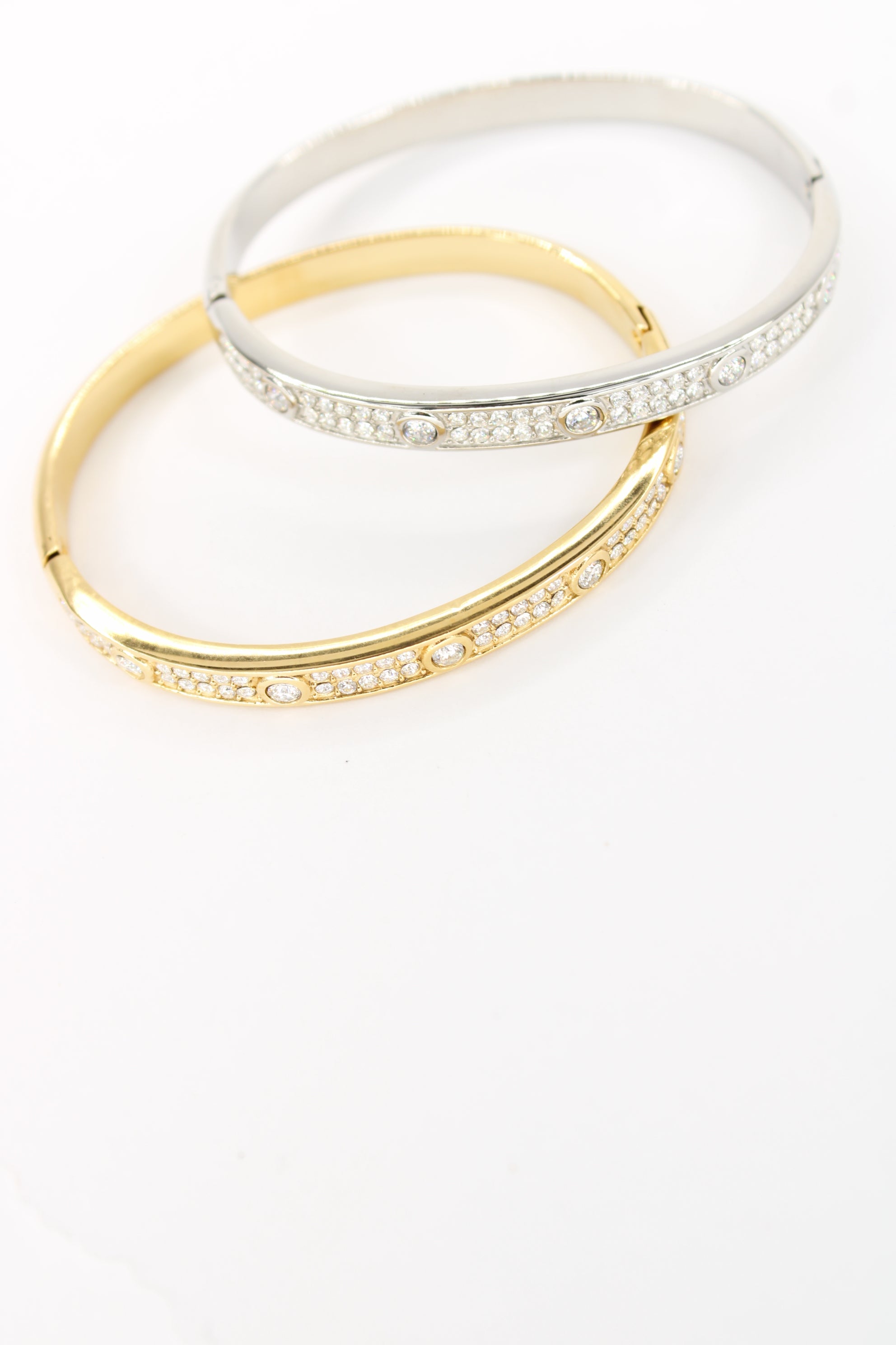 Jonc Éclat – Bracelet jonc doré ou argenté avec cristaux