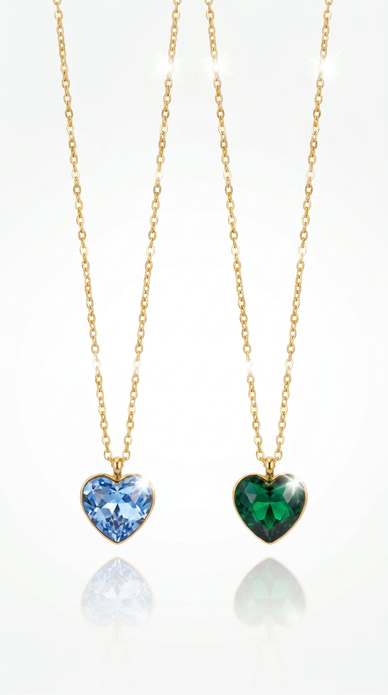 Collier "Amora" – Pendentif Cœur en Cristal & Chaîne Dorée en Acier Inoxydable