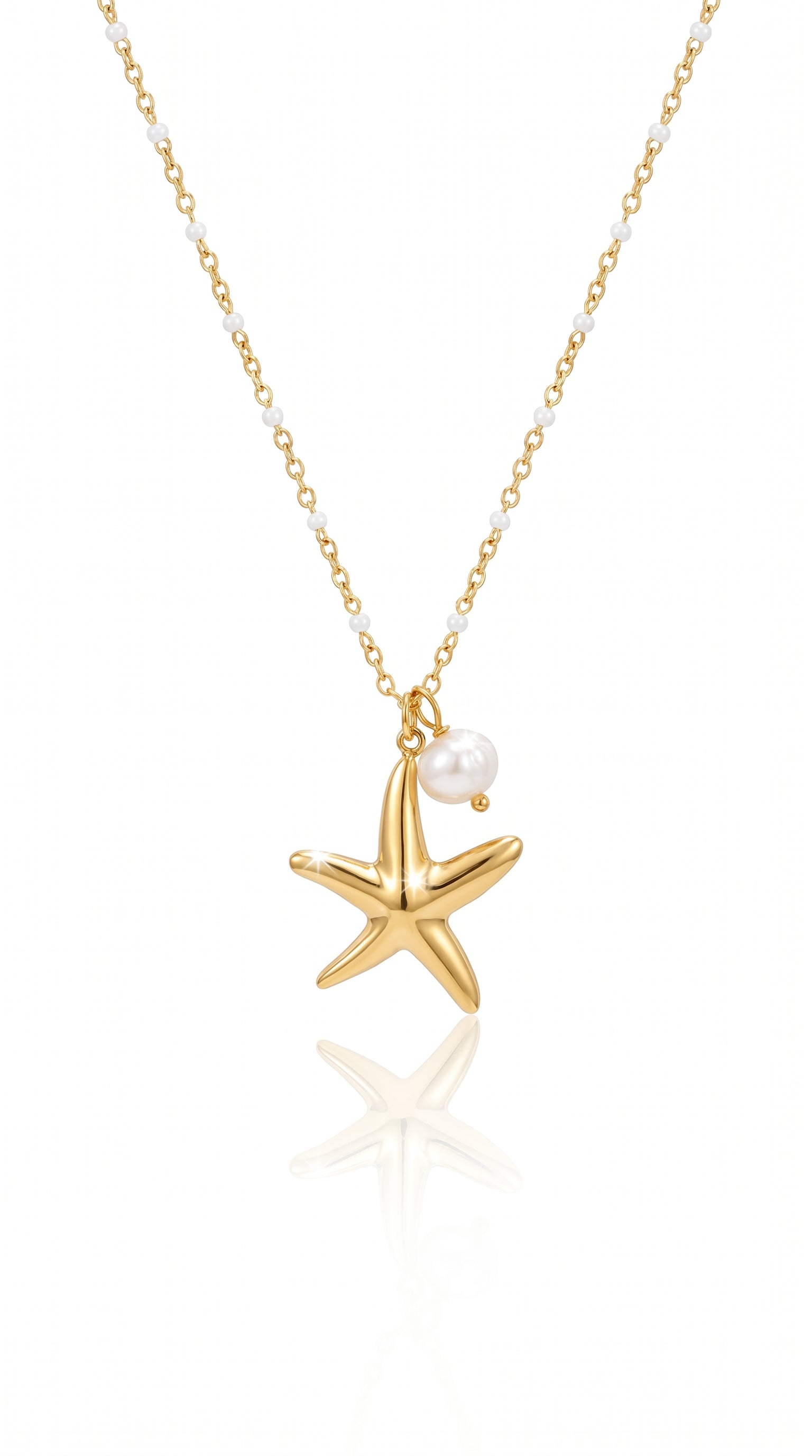 Collier "Éloane" – Collier Perlé & Étoile de Mer Dorée