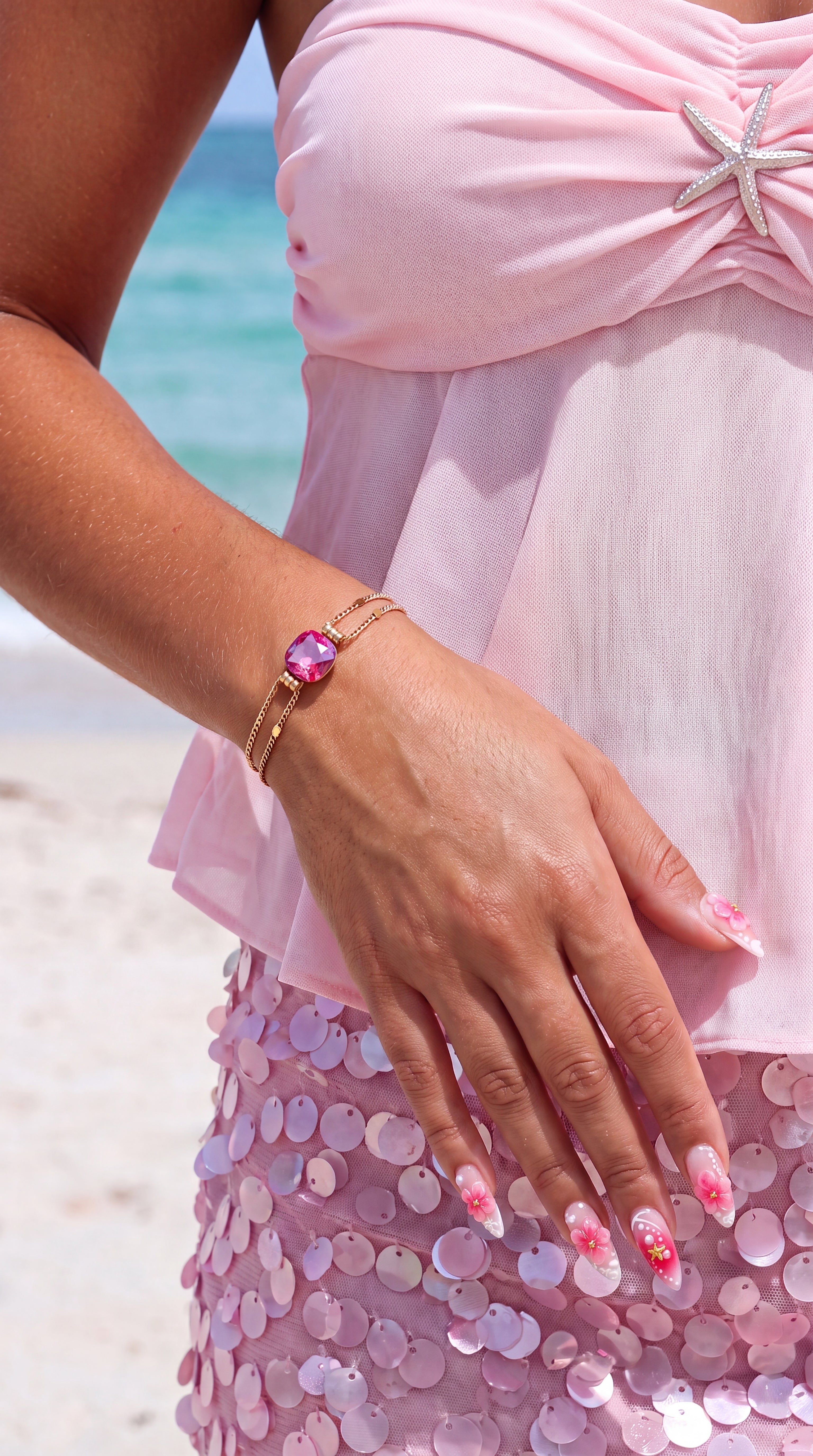 Bracelet Garance – Bracelet doré à cristaux Swarovski lumineux (création)