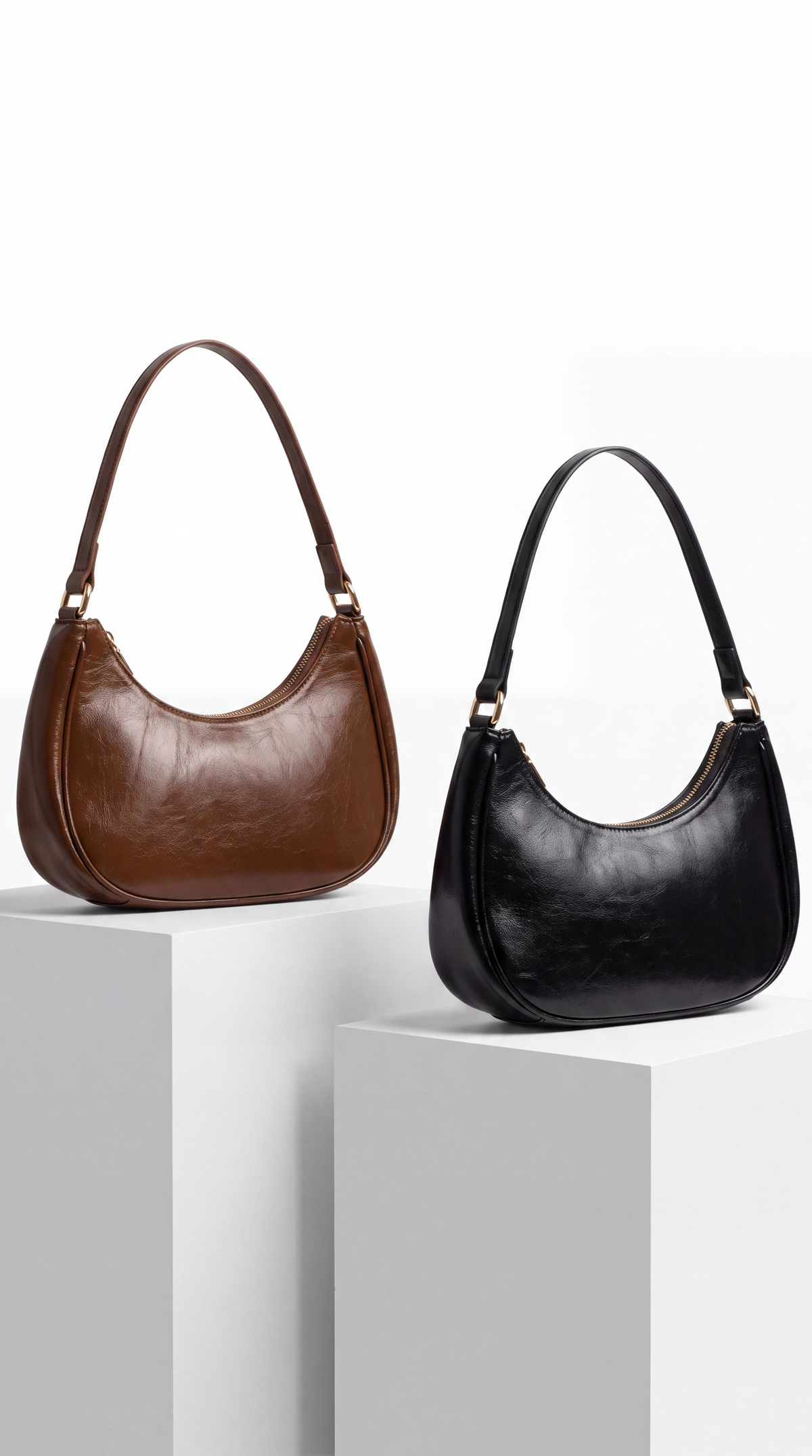 Sac à main "Agathe" - L'Élégance Demi-lune Brillant