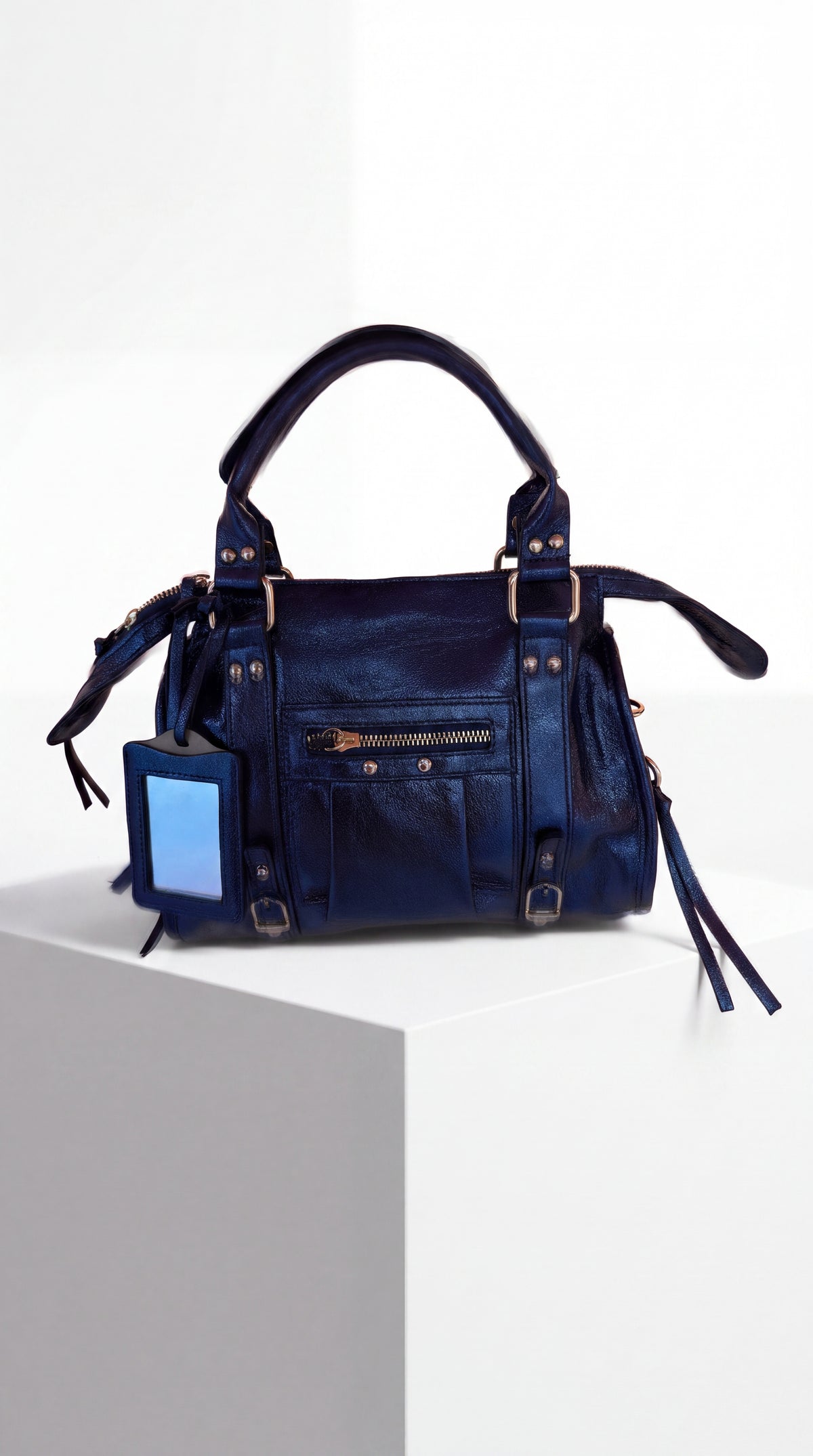 Sac à main "Lilou" - Bleu Nuit Métallisé