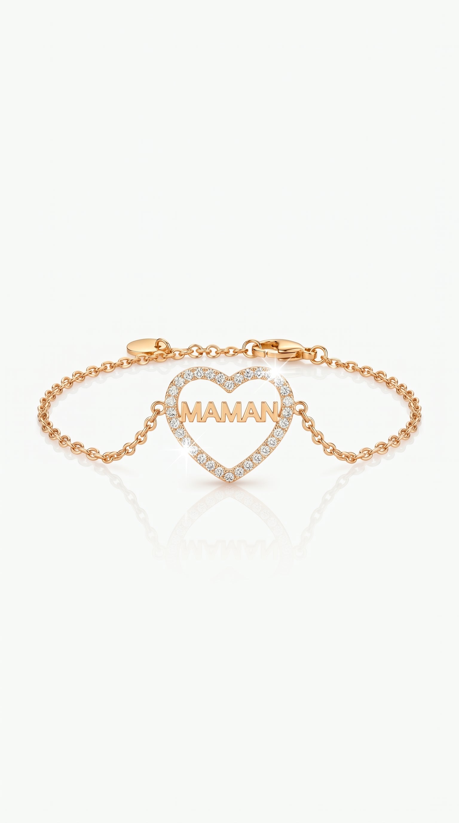 Bracelet Maman – Cœur Serti & Message Gravé