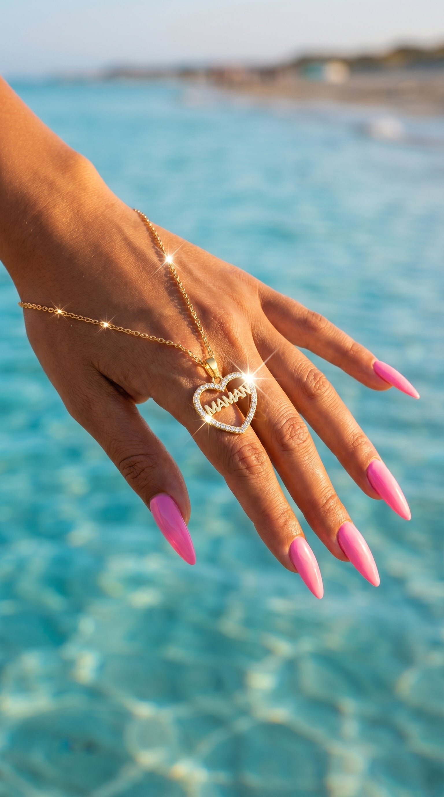Collier Maman – Cœur Scintillant & Message d’Amour