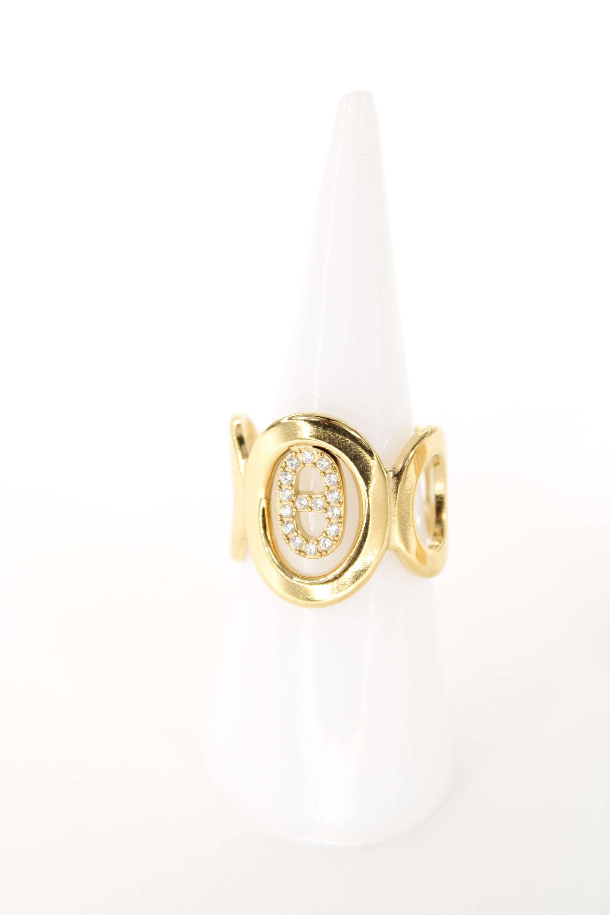 Bague Yena Dorée – Ovale Serti de Cristaux – Acier Inoxydable