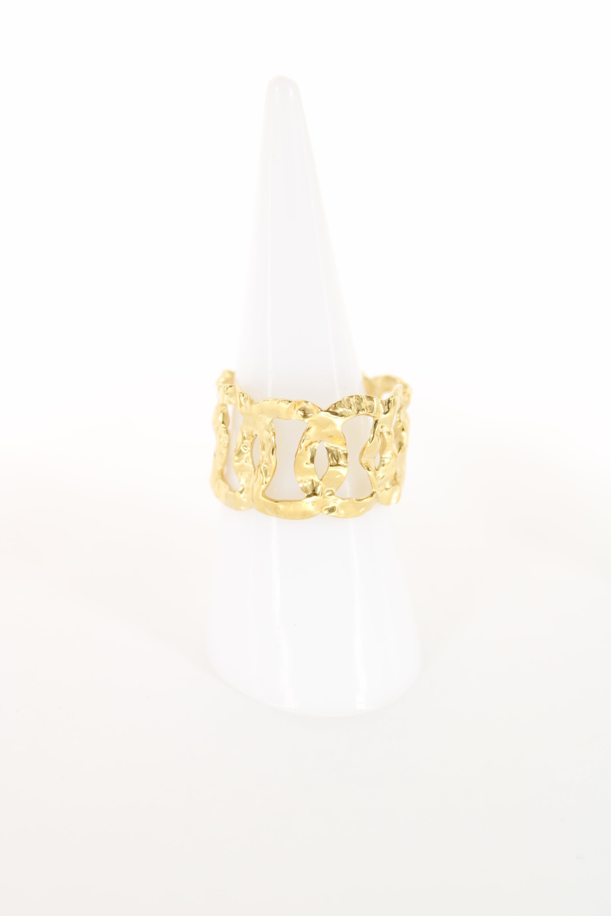 Bague Ysa Dorée – Maillons Entrelacés – Acier Inoxydable