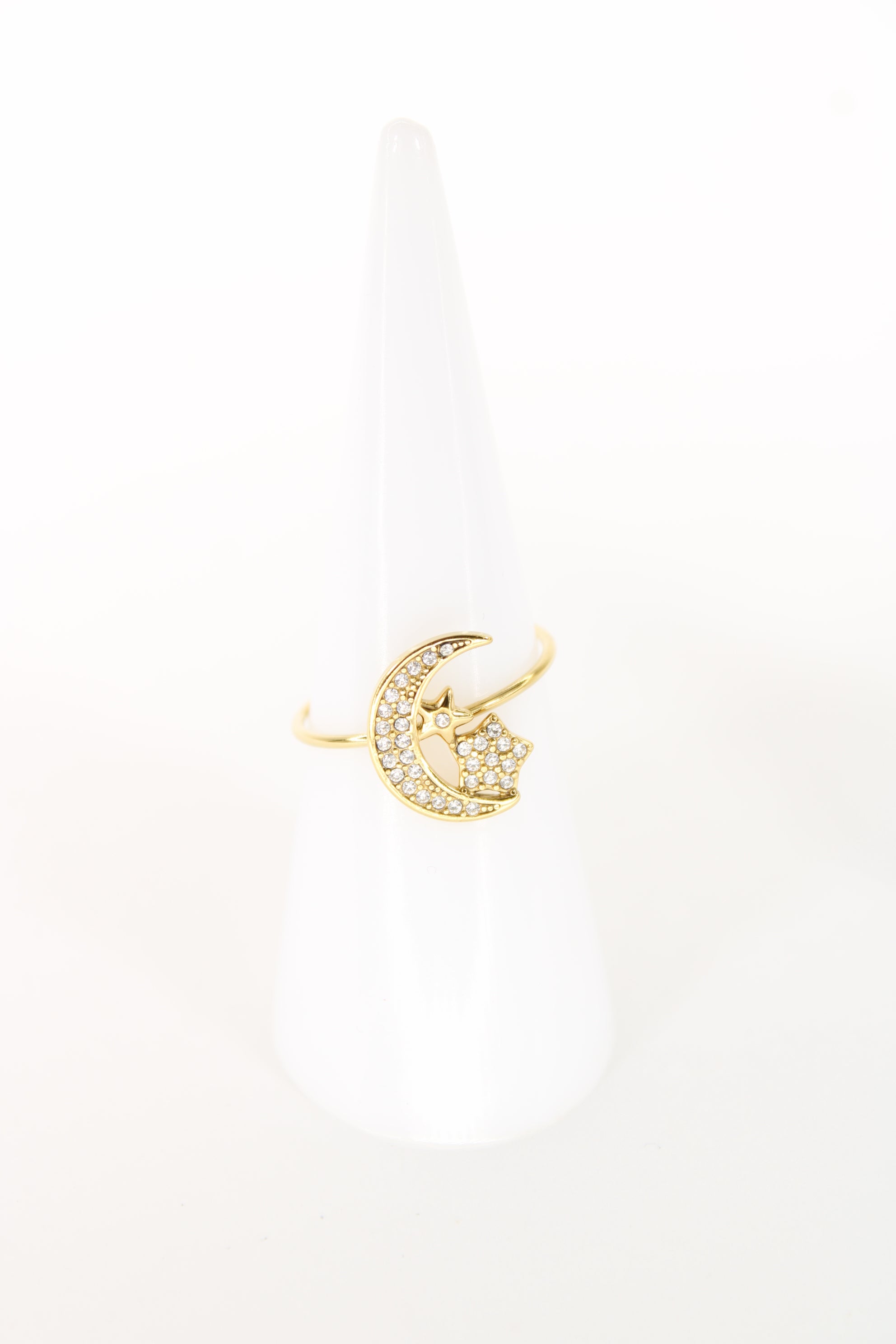 Bague Adriana lune et étoile en acier inoxydable – Bijou femme doré ou argenté – Langon