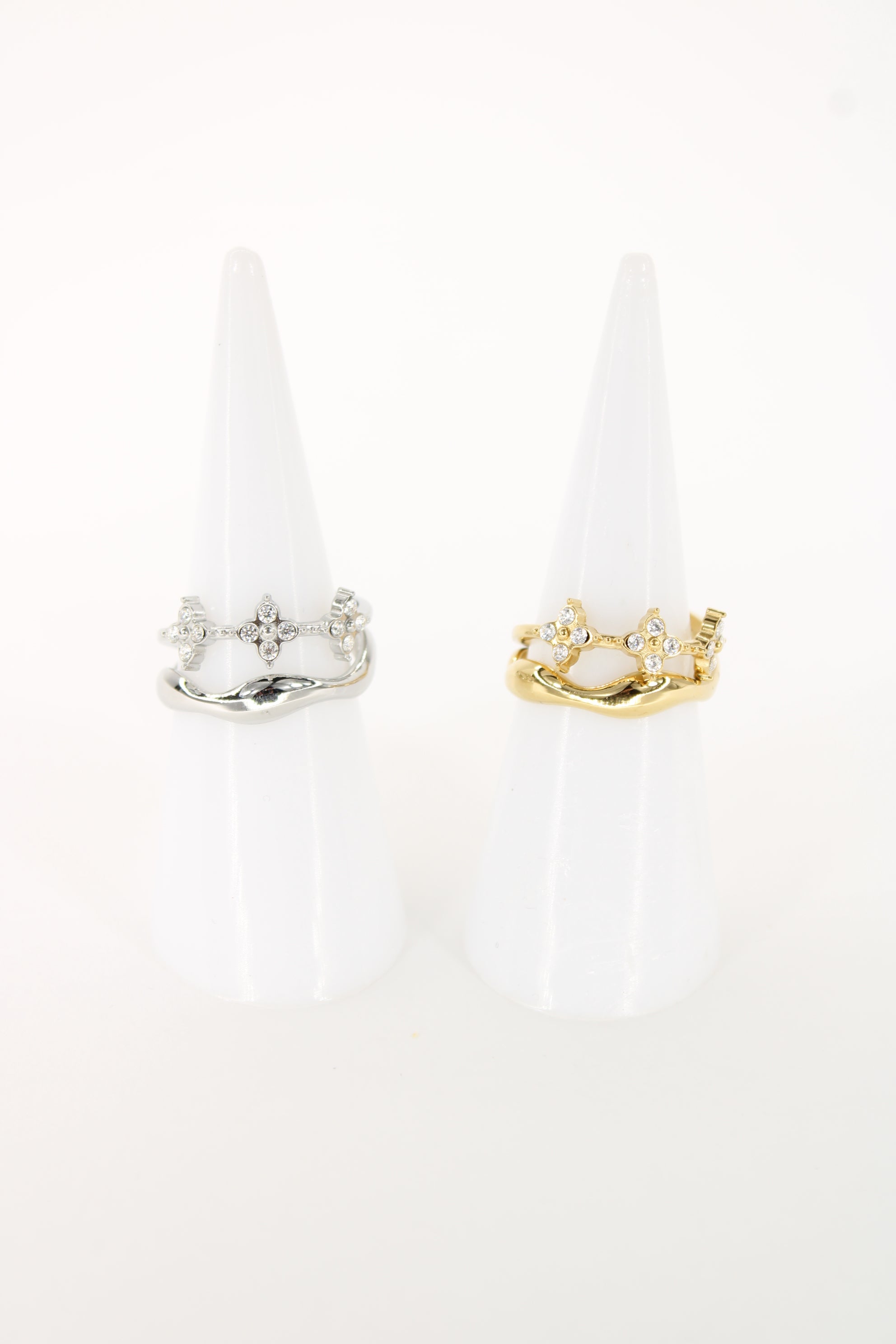 Bague Albane fleur en acier inoxydable