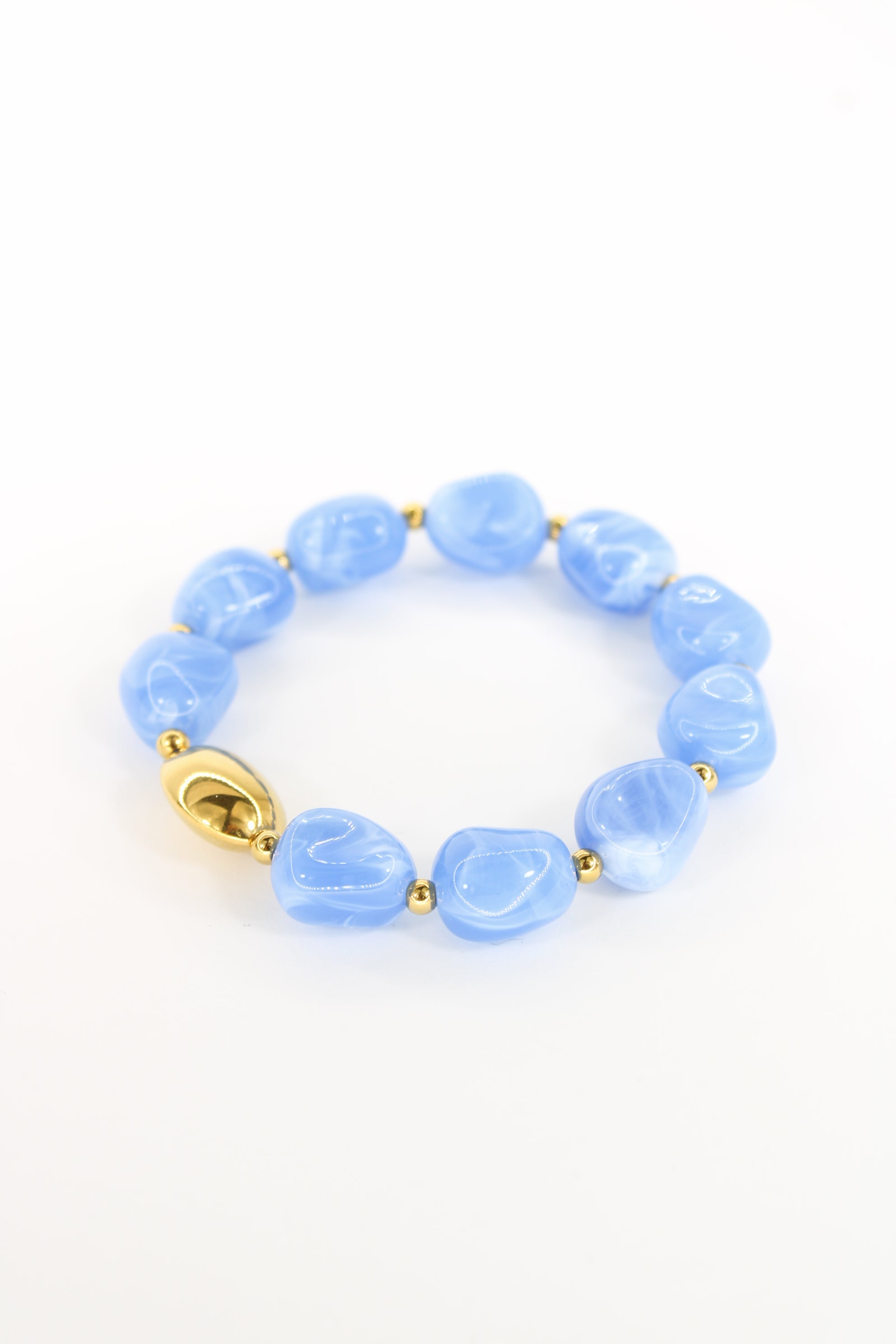 Bracelet Yelena bleu en perles effet marbré – Acier inoxydable doré – Bracelet femme tendance Langon