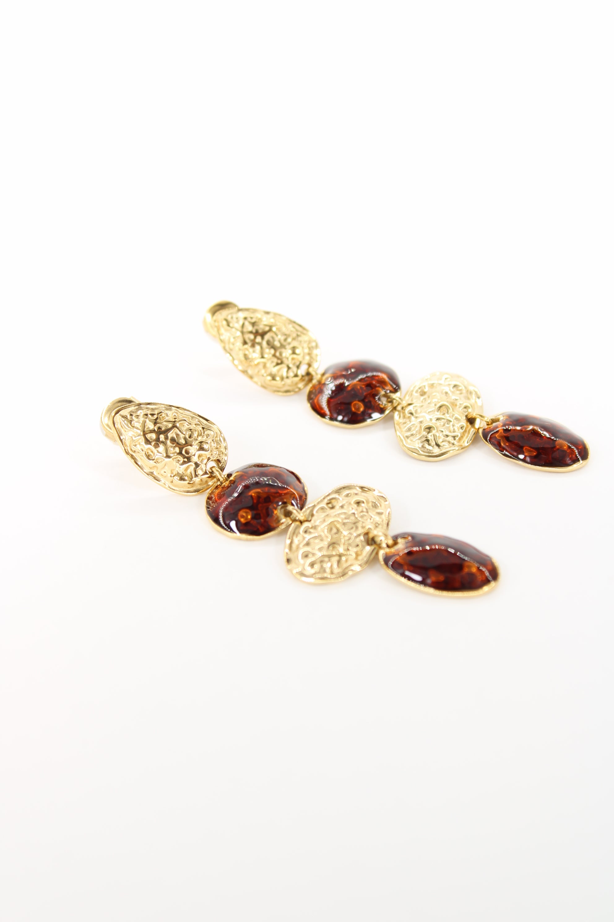 ✨ Boucles d’Oreilles Leila Dorées & Ambre – Pendantes – Acier Inoxydable