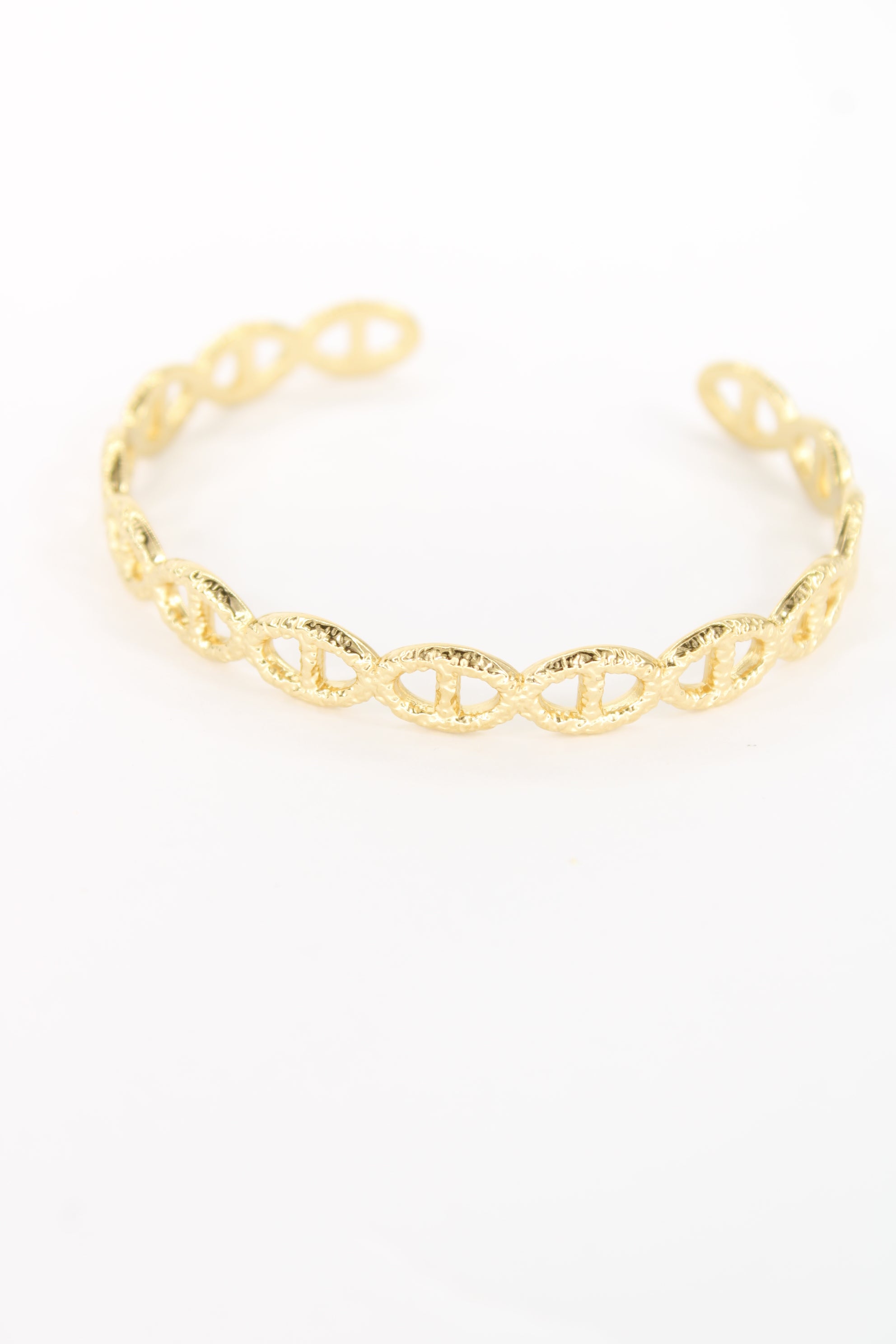 ✨ Bracelet Ambre Doré – Maillons Ajourés – Acier Inoxydable