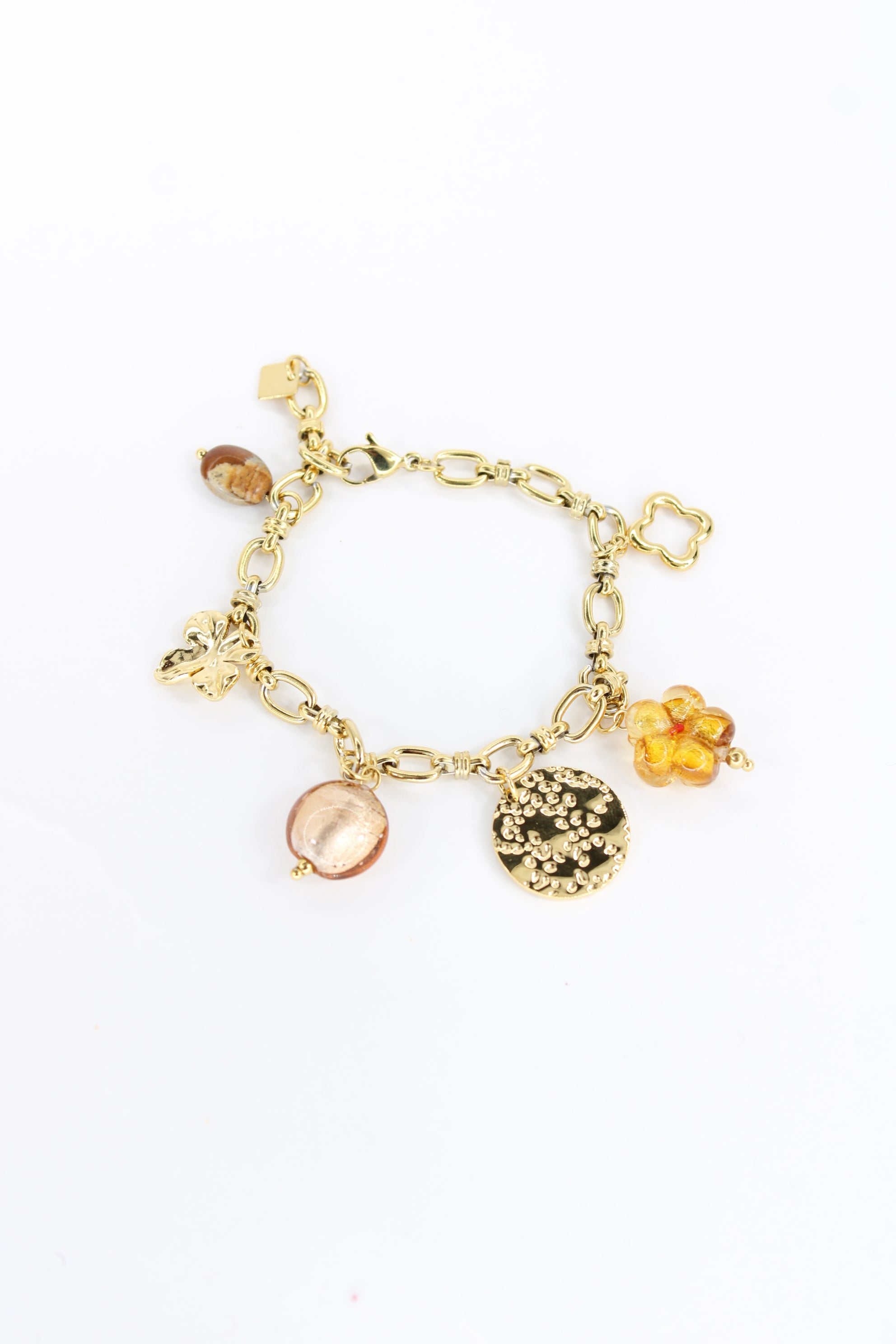 Bracelet Agatha – Charms cœur & rose