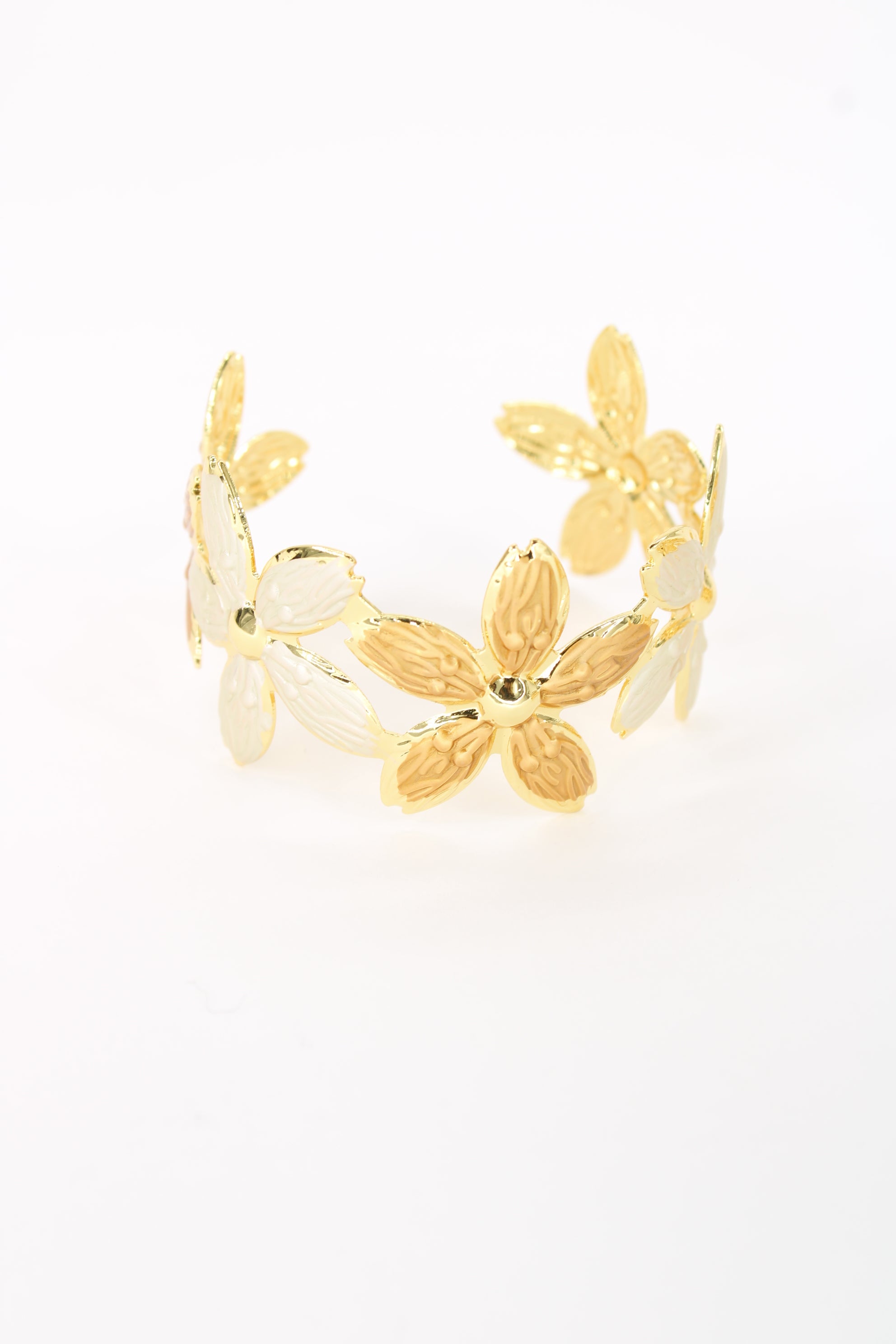 đž Bracelet Jade DorĂ© â Fleurs ĂmaillĂ©es â Acier Inoxydable
