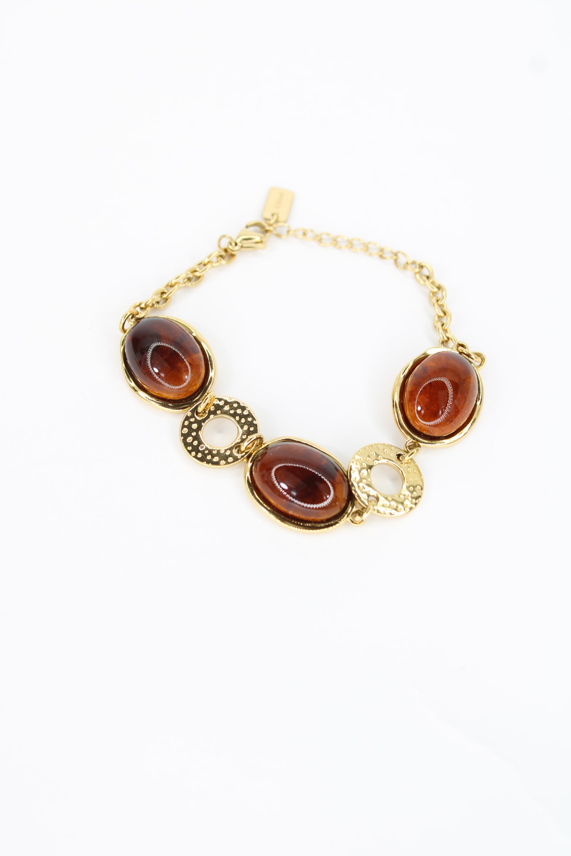 Bracelet Vanilla – Doré avec Résine Marron en Acier Inoxydable, Bijou Femme Chic