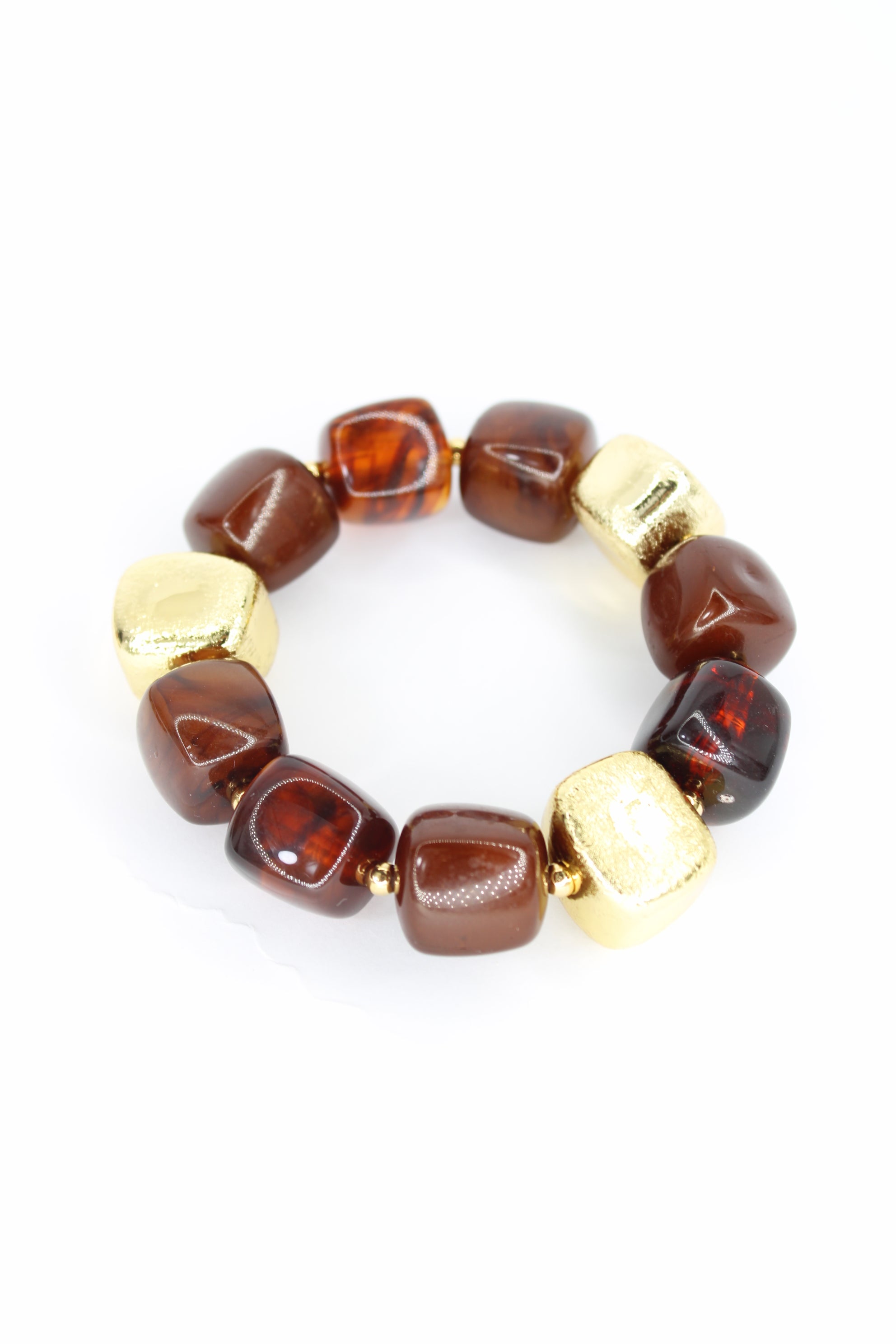 Bracelet Mélina – Grosse Perle Marron & Doré en Acier Inoxydable, Bijou Femme Chic