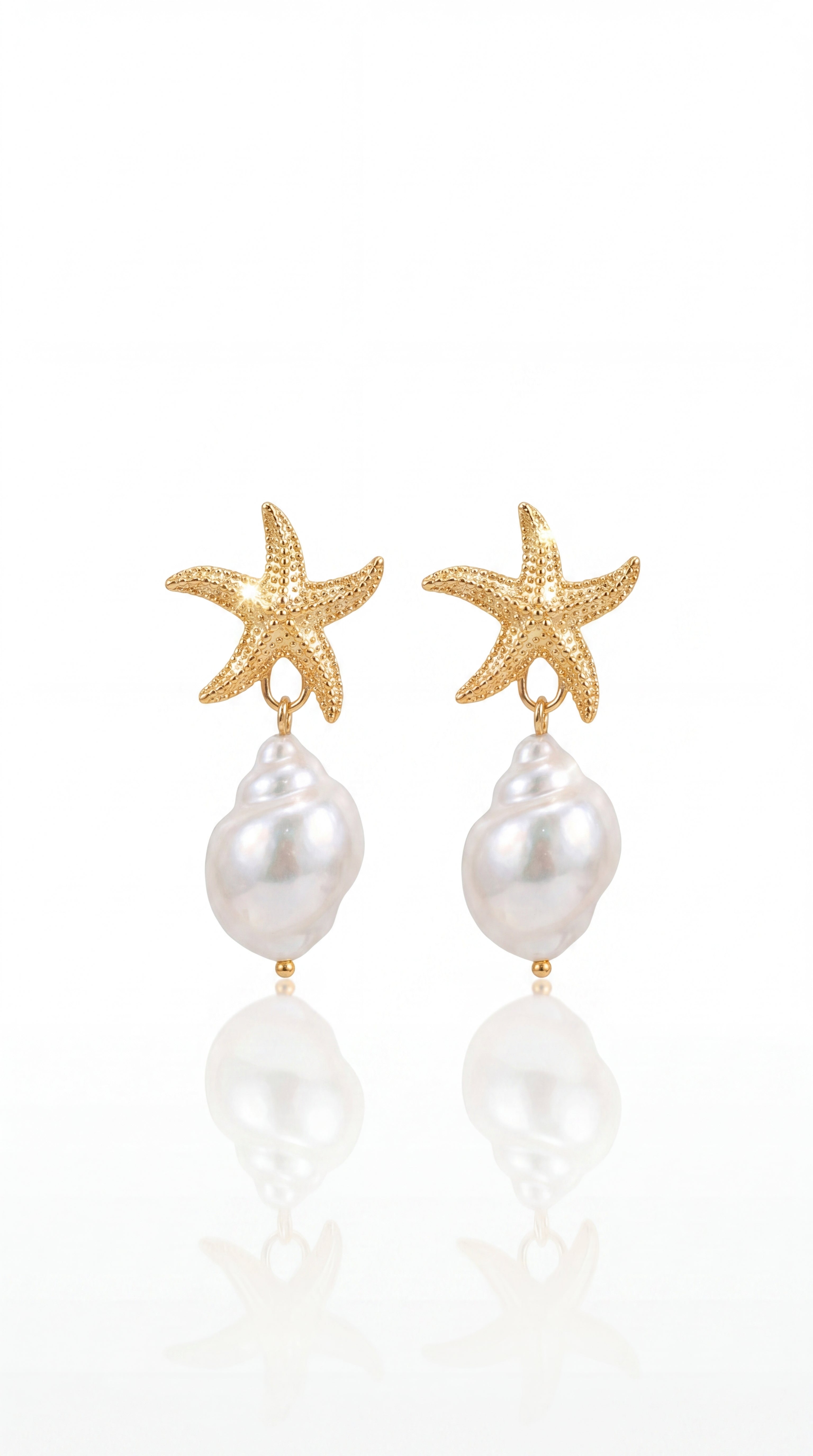 Boucles d'Oreilles Océane – Étoiles de Mer & Perles Baroques en Acier Inoxydable