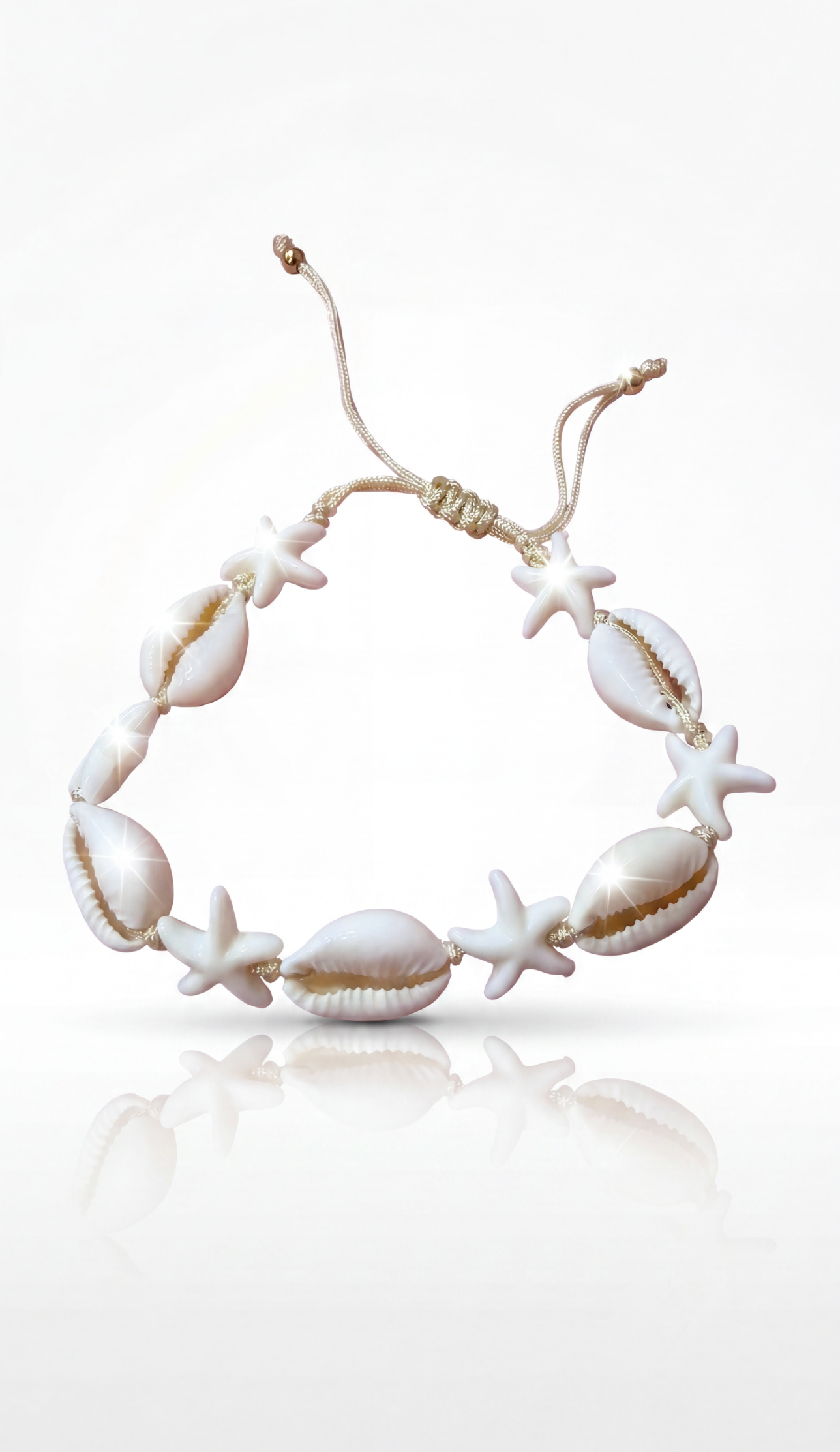 Chaîne de Cheville "Sirène" – Coquillages Cauris, Étoiles de Mer & Perles Dorées