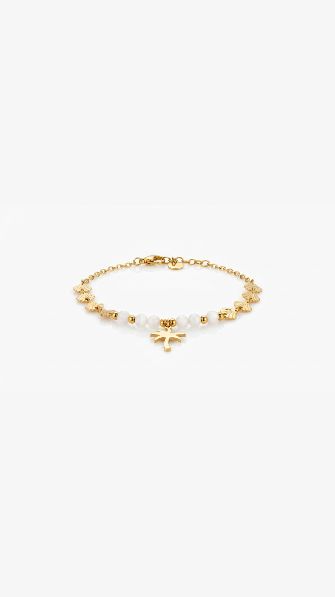 Bracelet "Paloma" – Bracelet Doré Perlé & Palmier Élégant