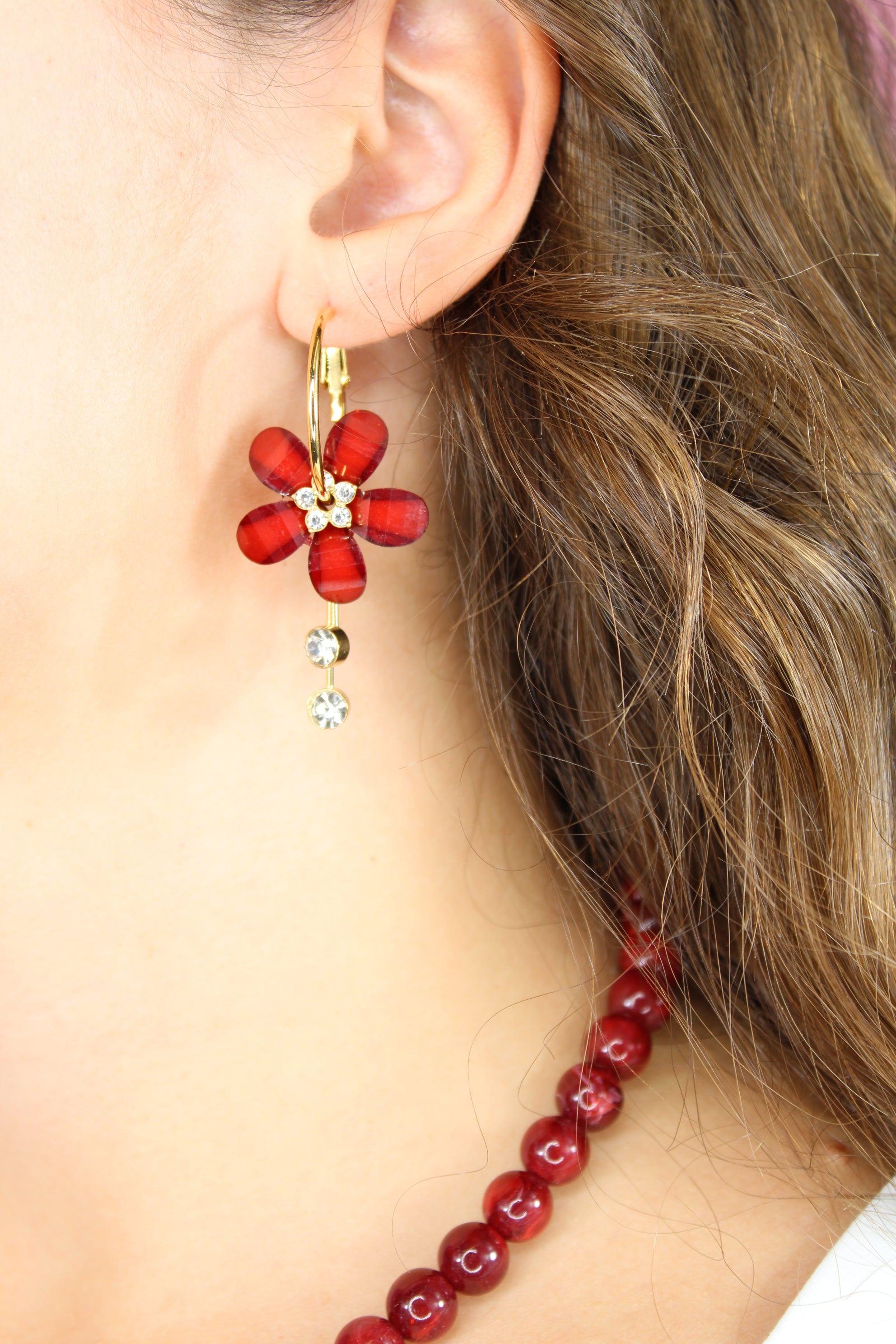 Boucles d'oreilles Camille bordeaux