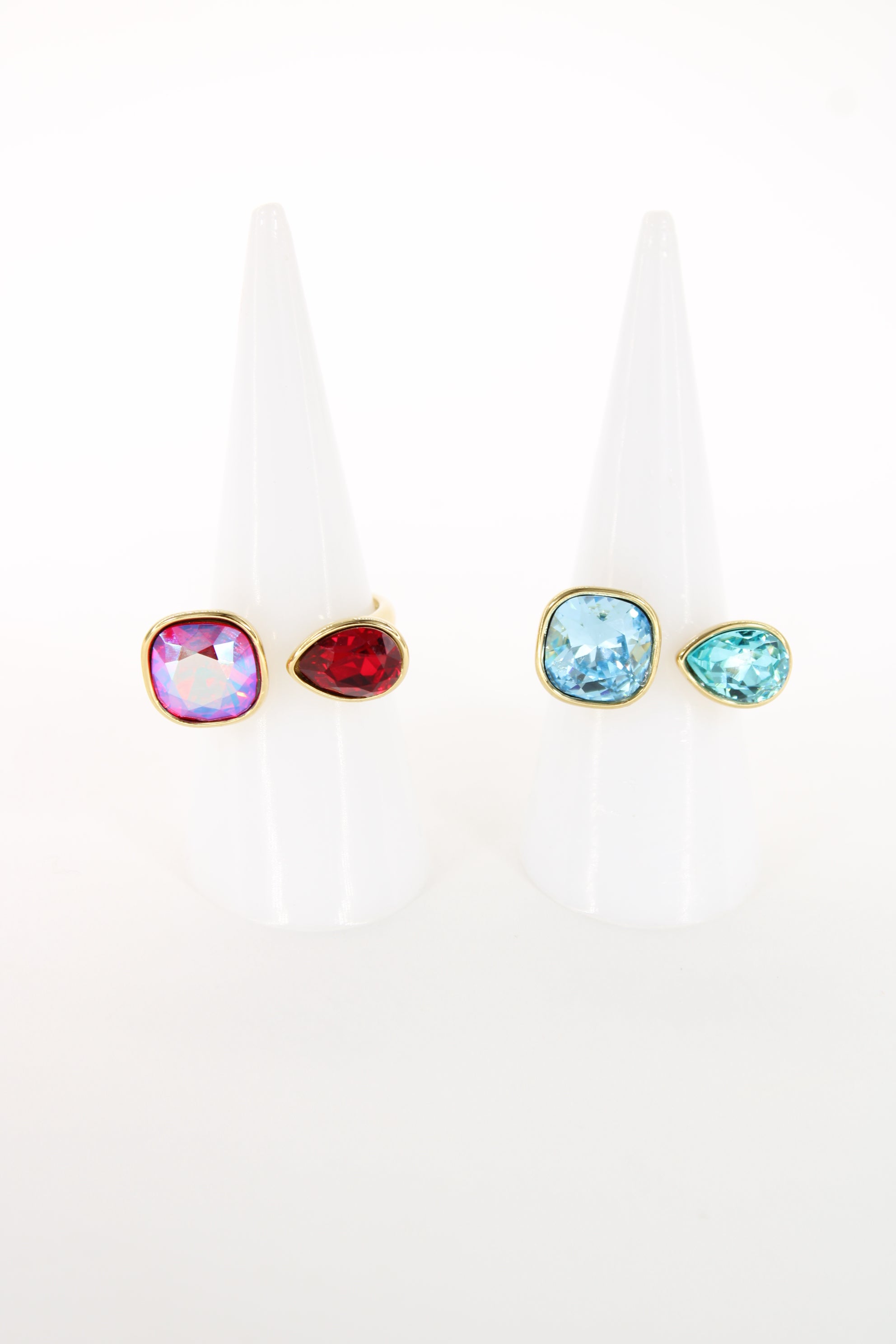 Bague Mialya dorée — Double pierre goutte lumineuse