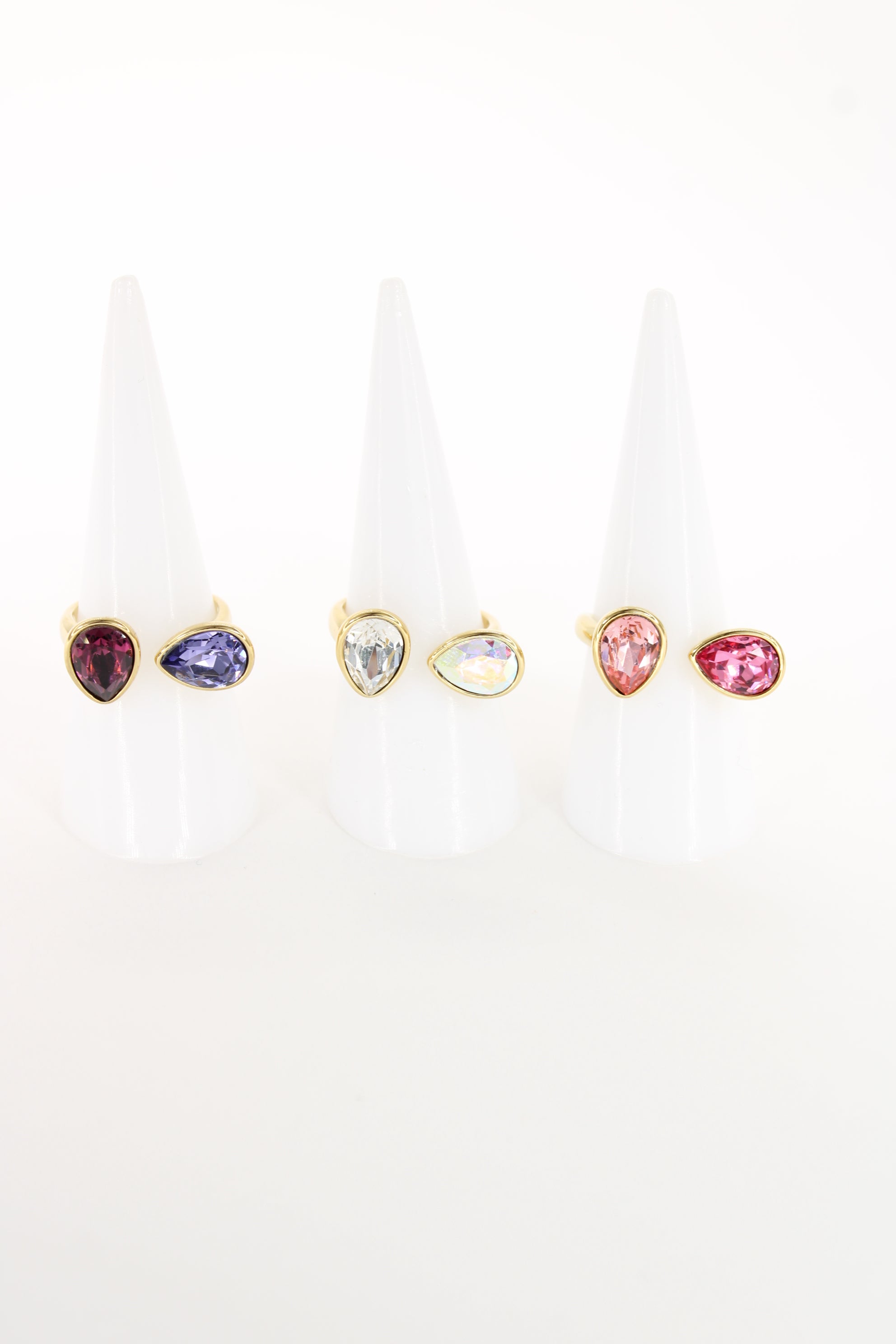 Bague Lina dorée — Double pierre goutte lumineuse