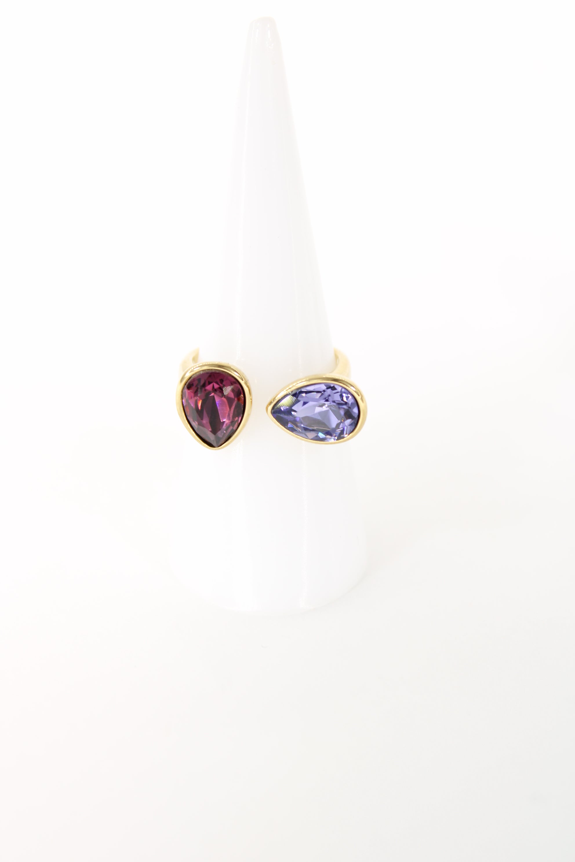 Bague Lina dorée — Double pierre goutte lumineuse