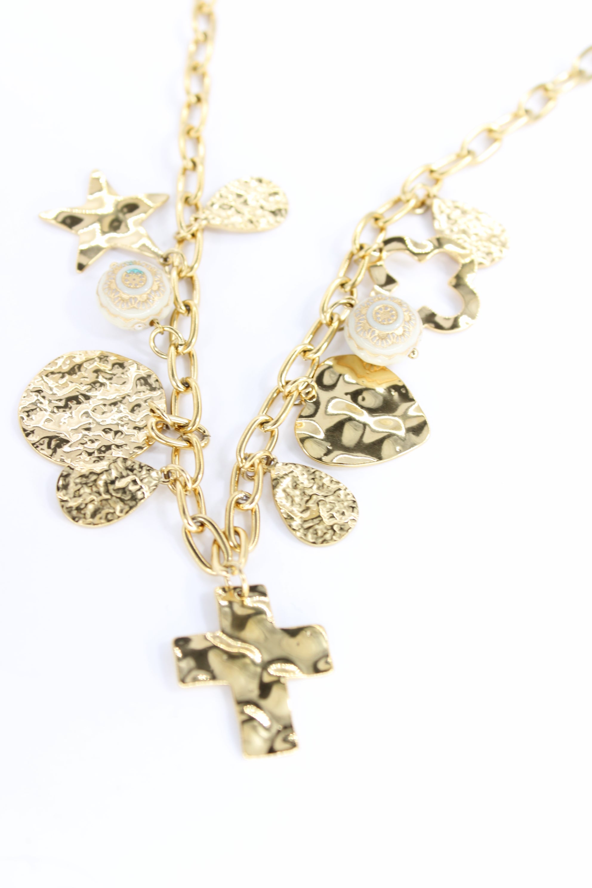 Collier Lumina doré — Collier charms symboliques élégant en acier inoxydable