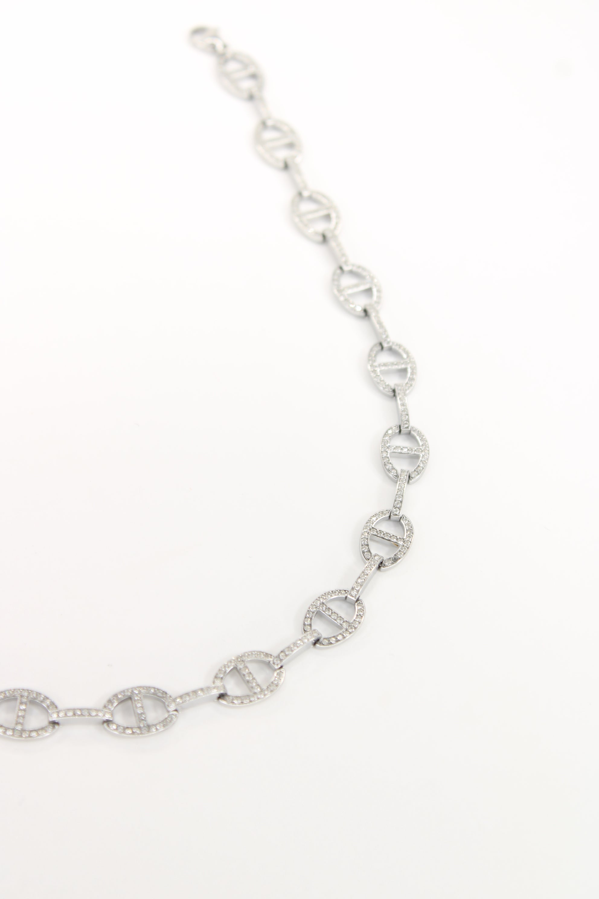 Collier Elya argenté — Collier à maillons ovales modernes & scintillants