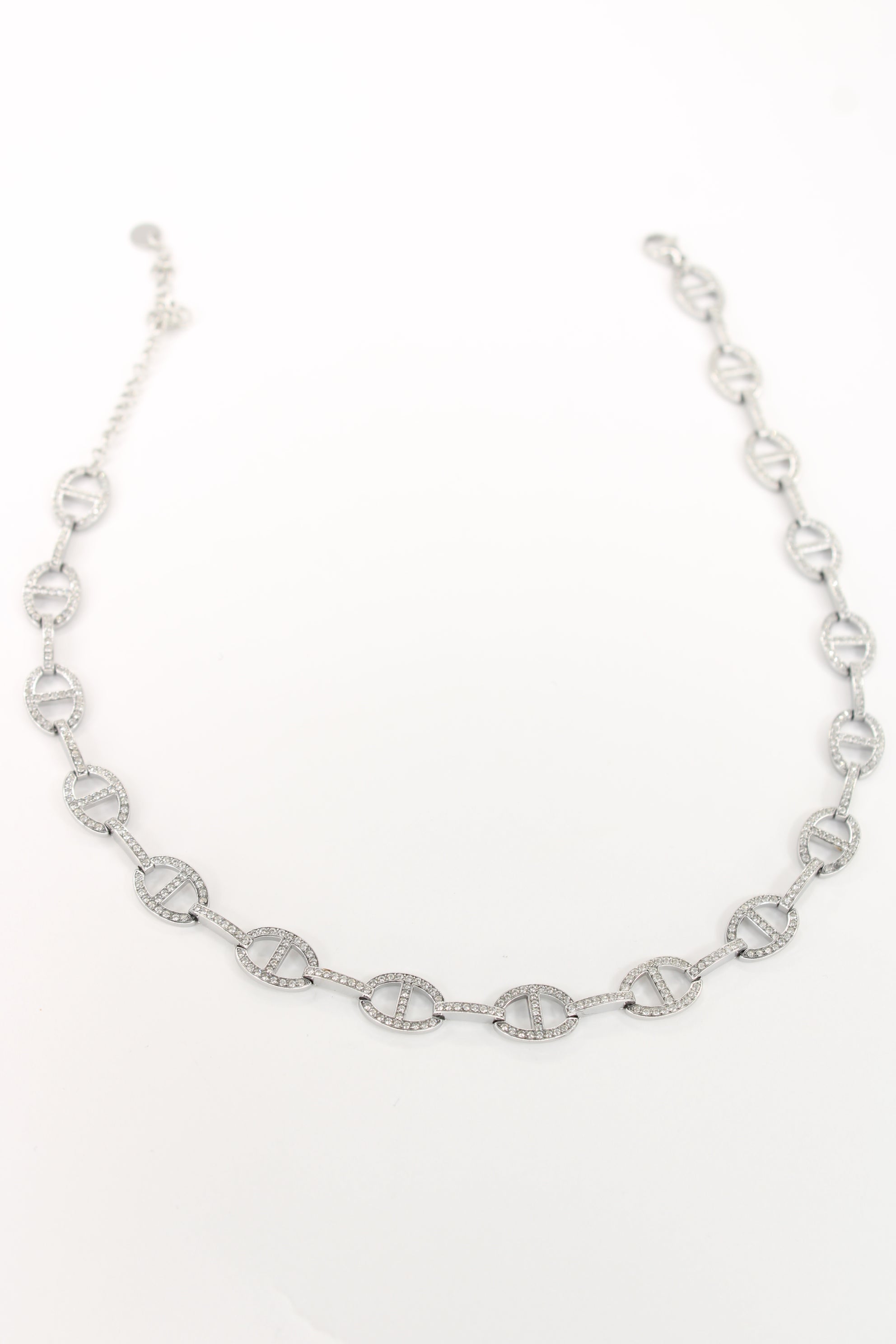 Collier Elya argenté — Collier à maillons ovales modernes & scintillants