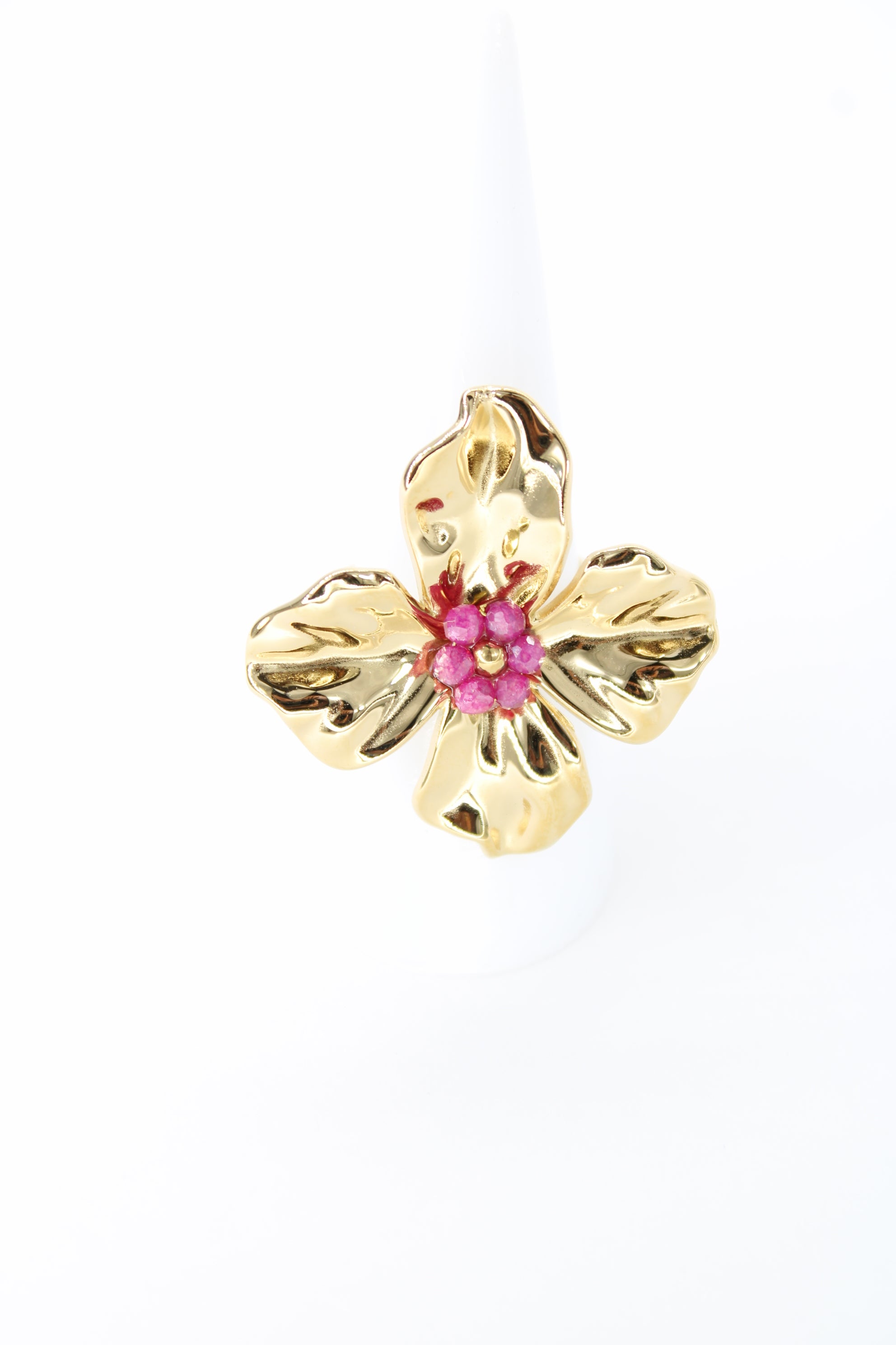 🌸 Bague Fleur Livia – Acier Inoxydable Doré