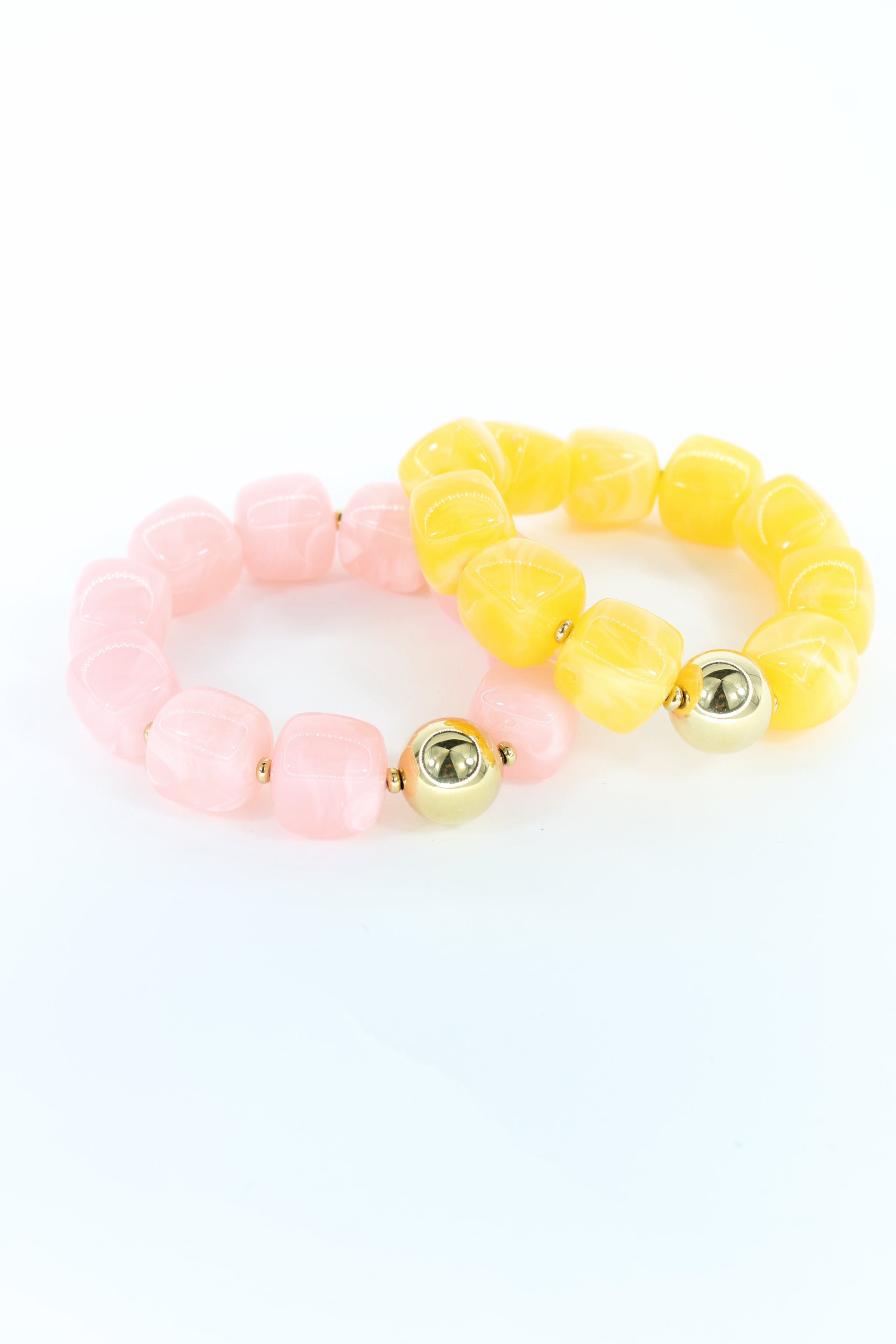 🌸 Bracelet Élastique Melina – Perles Pastel & Détail Doré