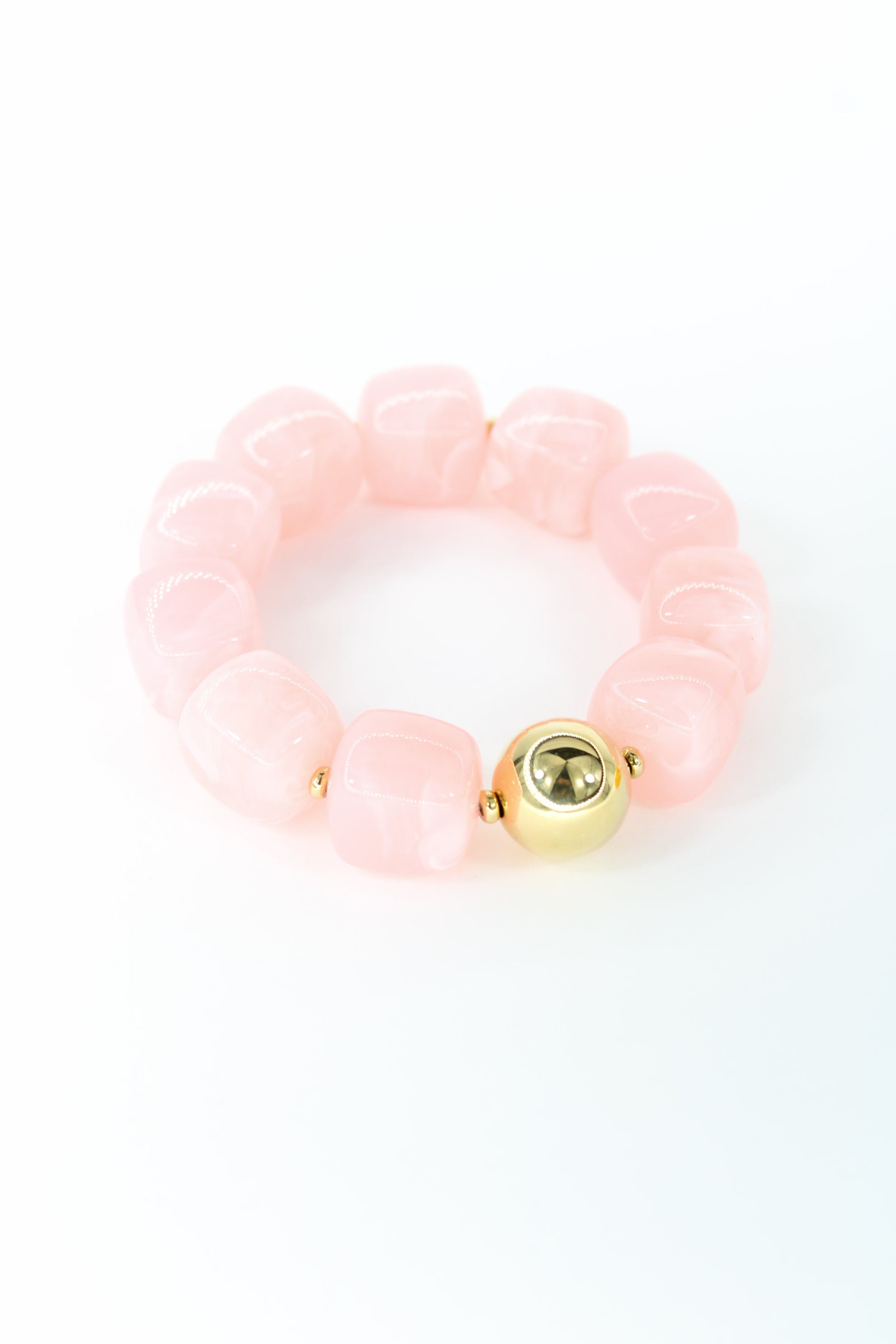 🌸 Bracelet Élastique Melina – Perles Pastel & Détail Doré