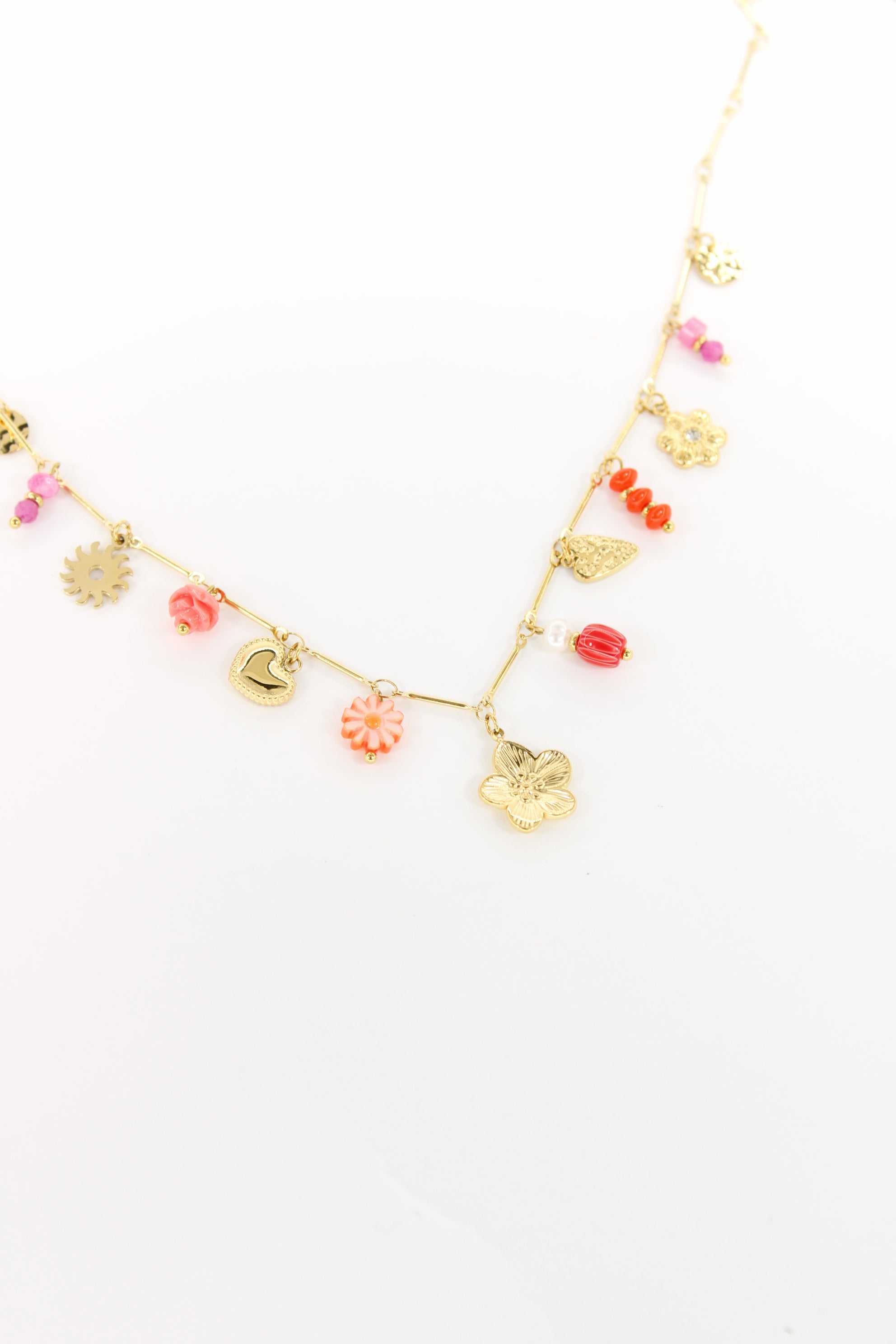 🌺 Collier Rosélia – Collier Fleur & Cœur Doré