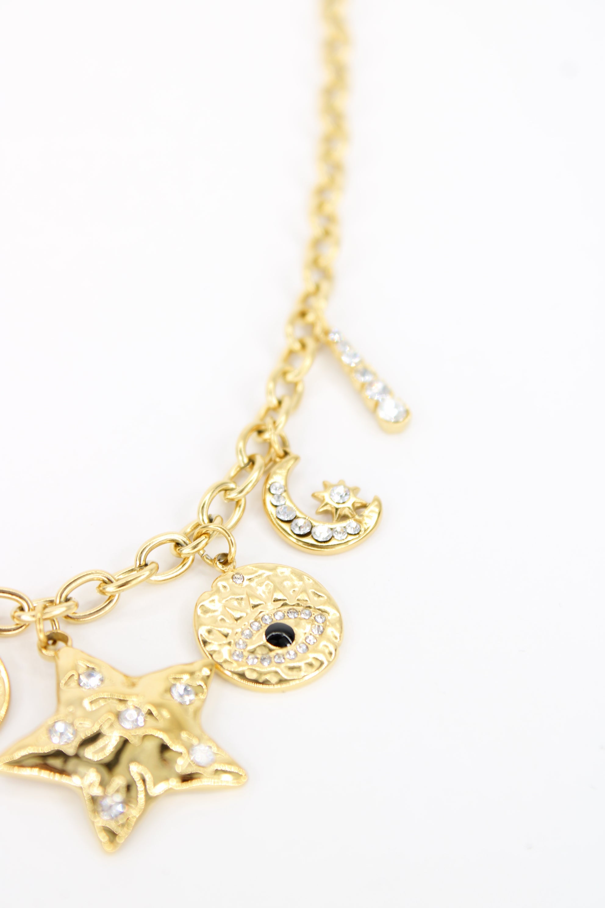 🌙 Collier Celestia – Collier Étoile, Lune & Œil Doré